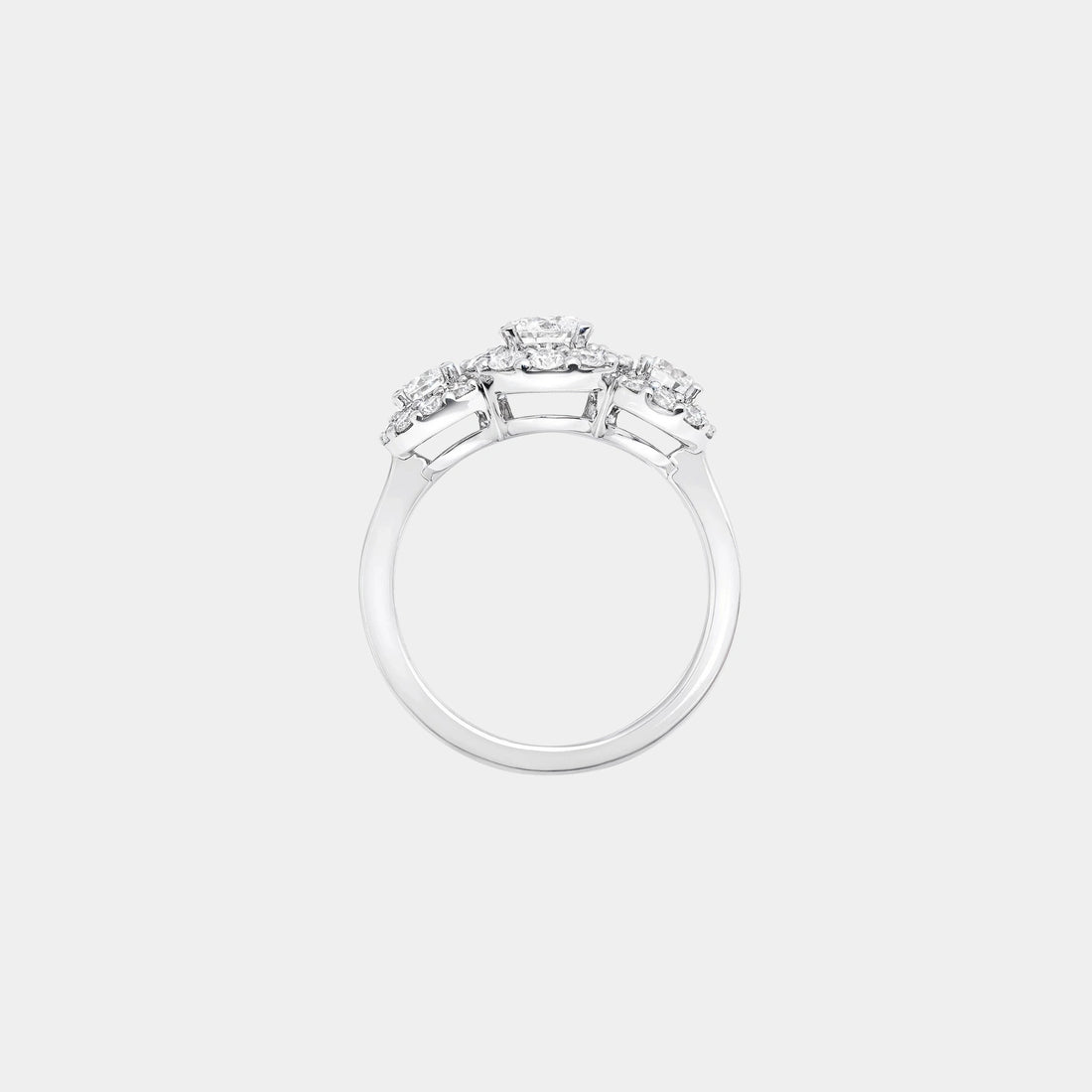 Graff Icon Three Stone Round Diamond Engagement Ring, Side