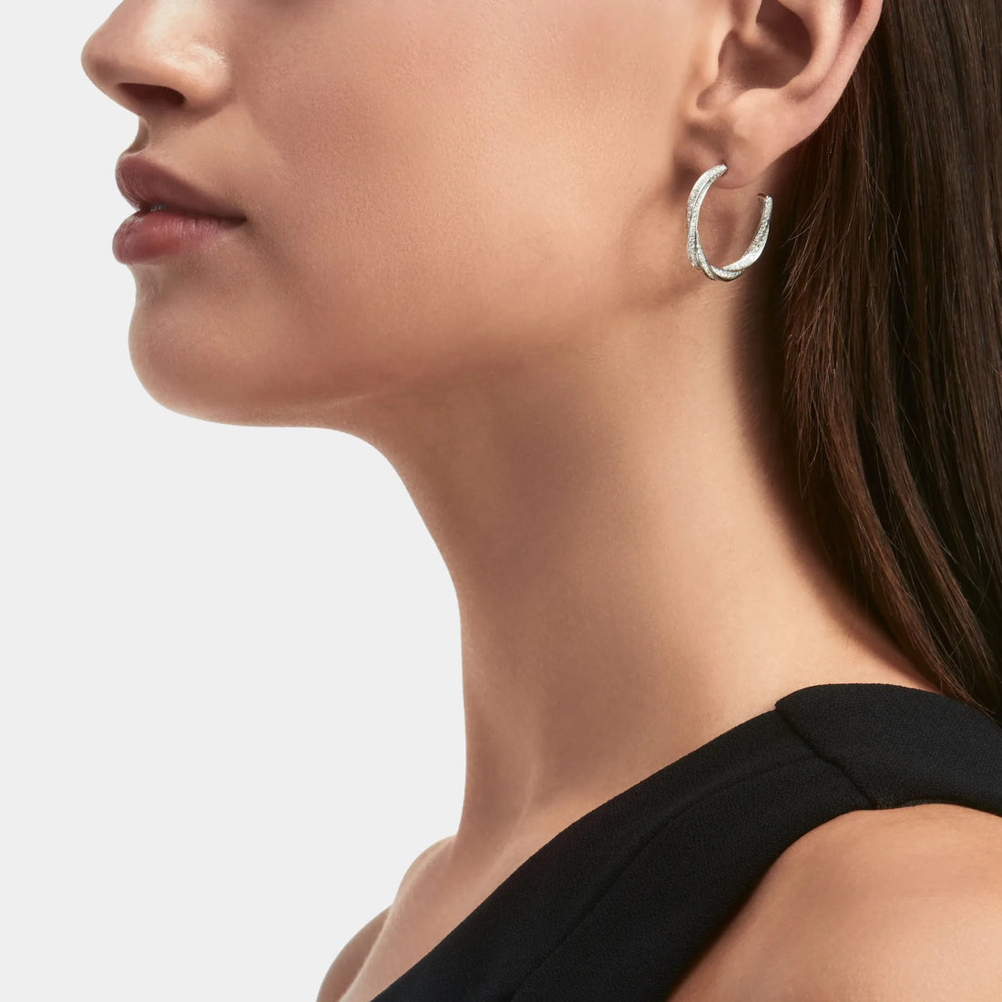 Graff Spiral Diamond Hoop Earrings White Gold, Model