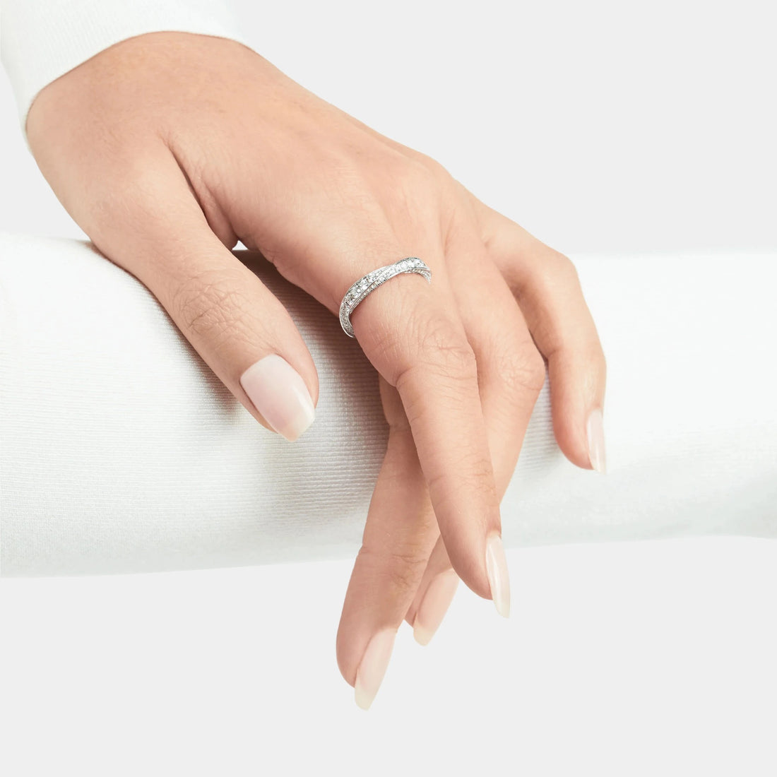 Graff Spiral Pavé Diamond Band Rose Gold 3.5MM, Model