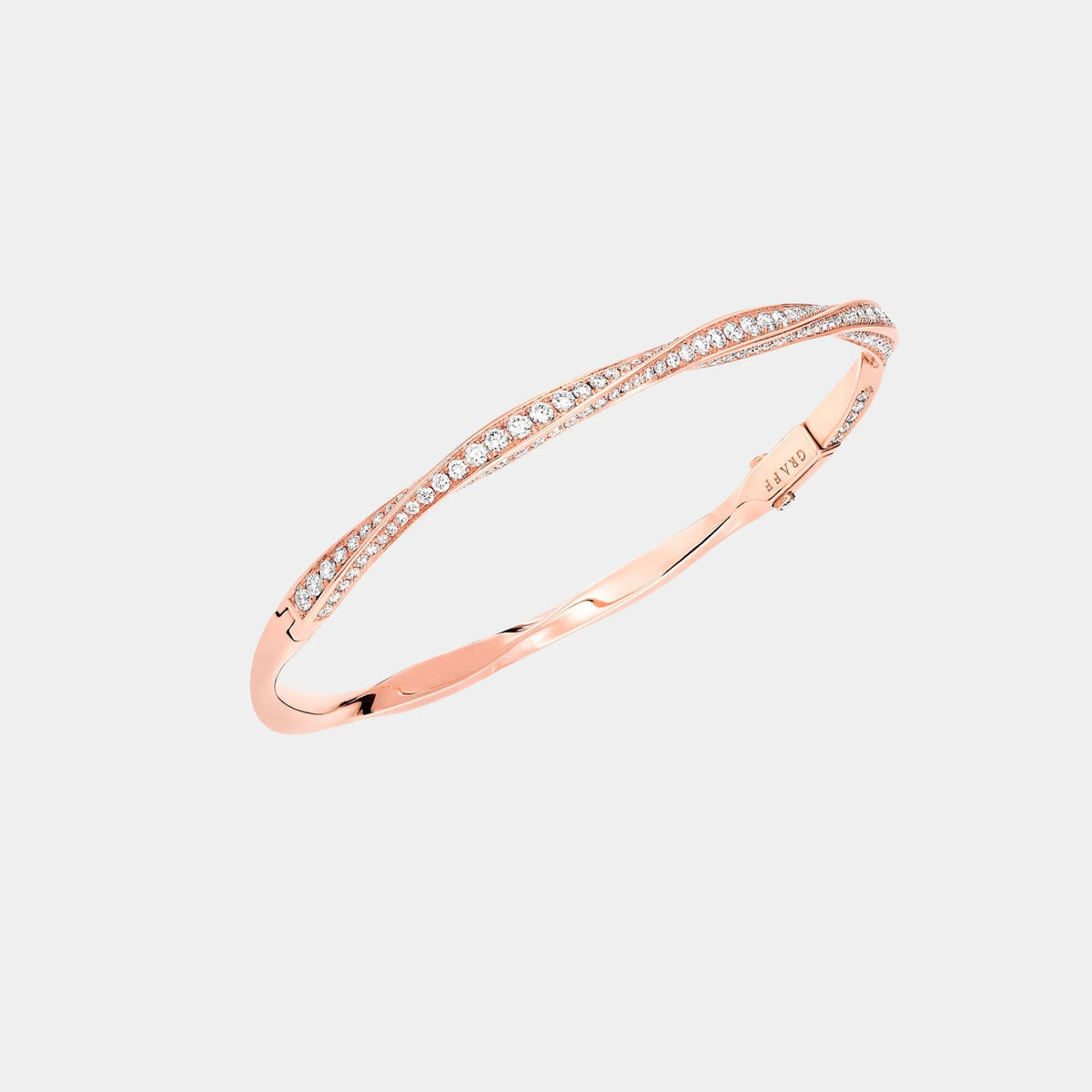 Spiral Pavé Diamond Bangle Rose Gold