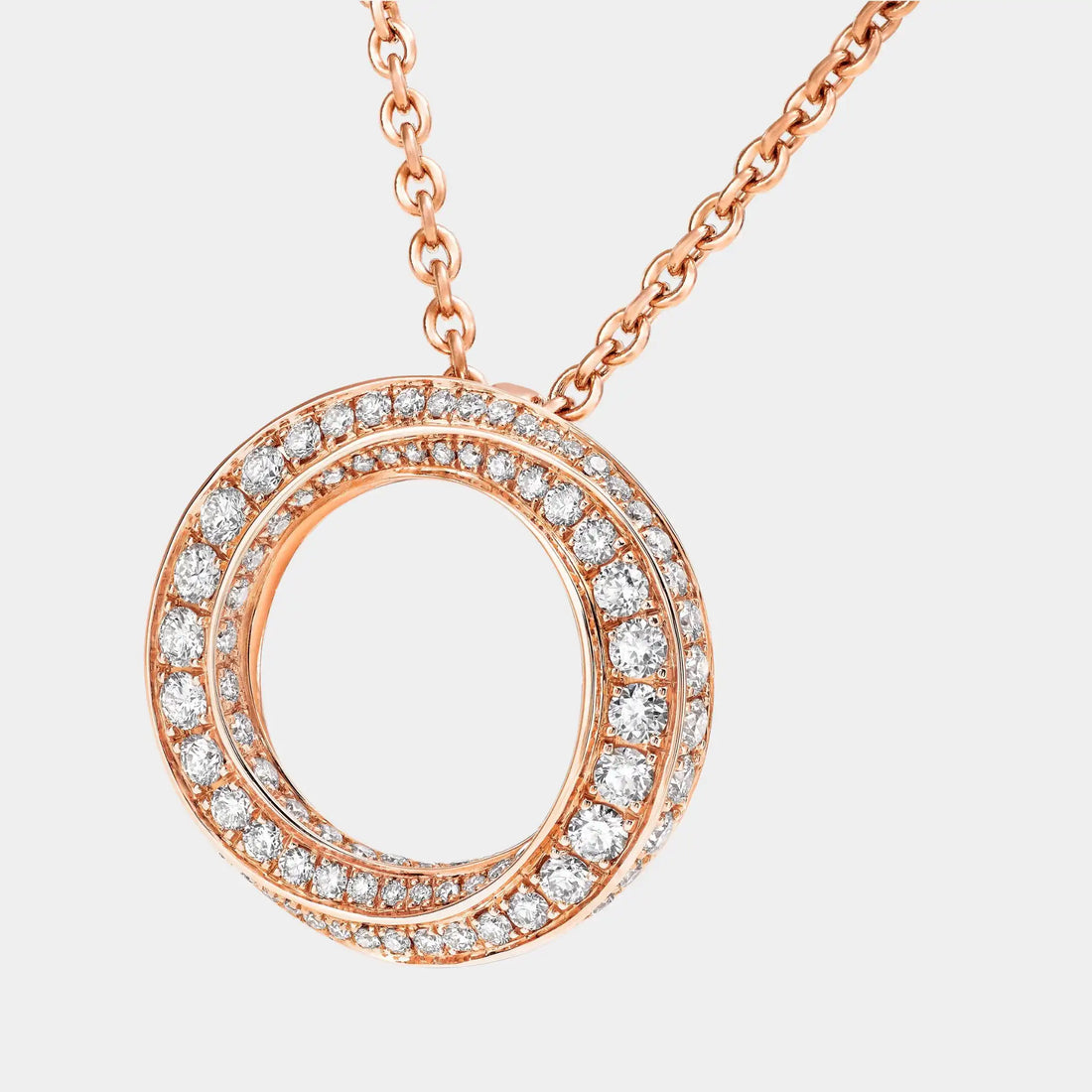 Graff Spiral Pavé Diamond Pendant Rose Gold, Close
