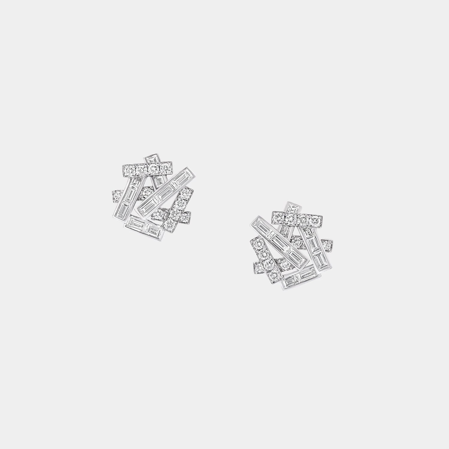 Graff Threads Diamond Stud Earrings, White Gold, Front