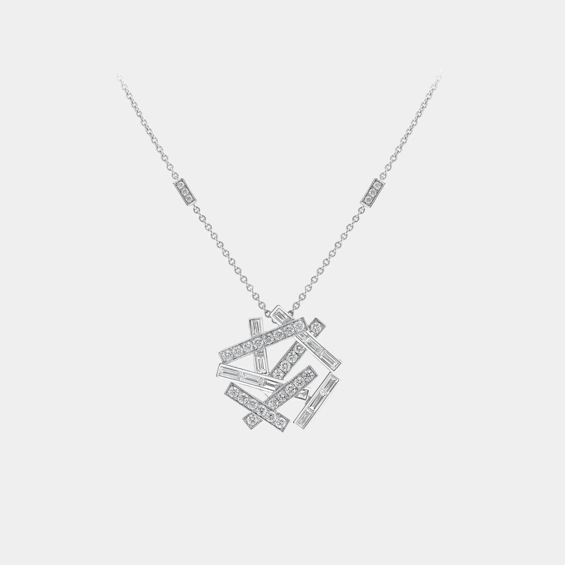 Graff Threads Long Diamond Pendant, White, Gold, Front