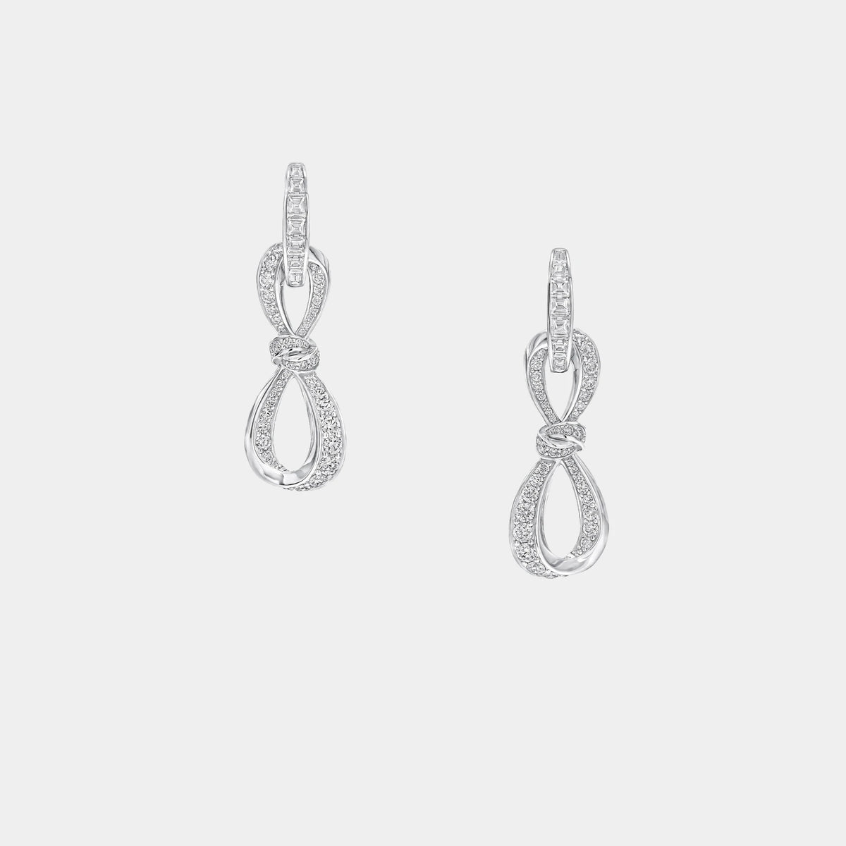 Tildas Bow Diamond Link Earrings White Gold