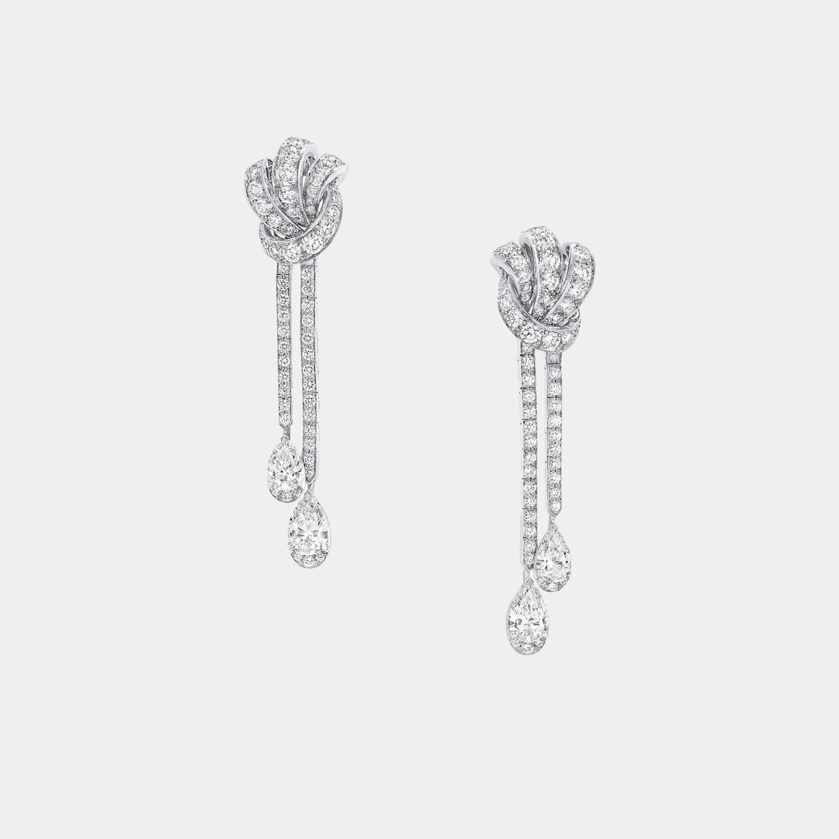 Tildas Bow Double Pavé Diamond Drop Earrings