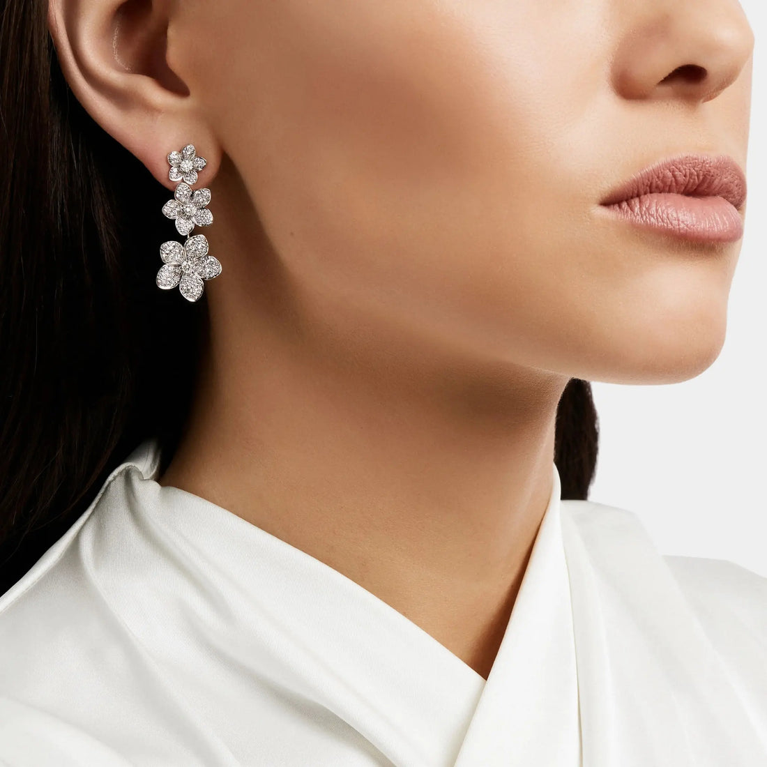 Graff Wild Flower Diamond Drop Earrings, Model