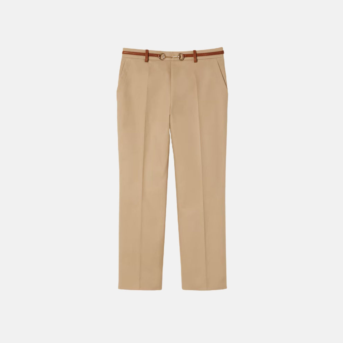 Gucci Cotton Drill Trousers With Horsebit, Front