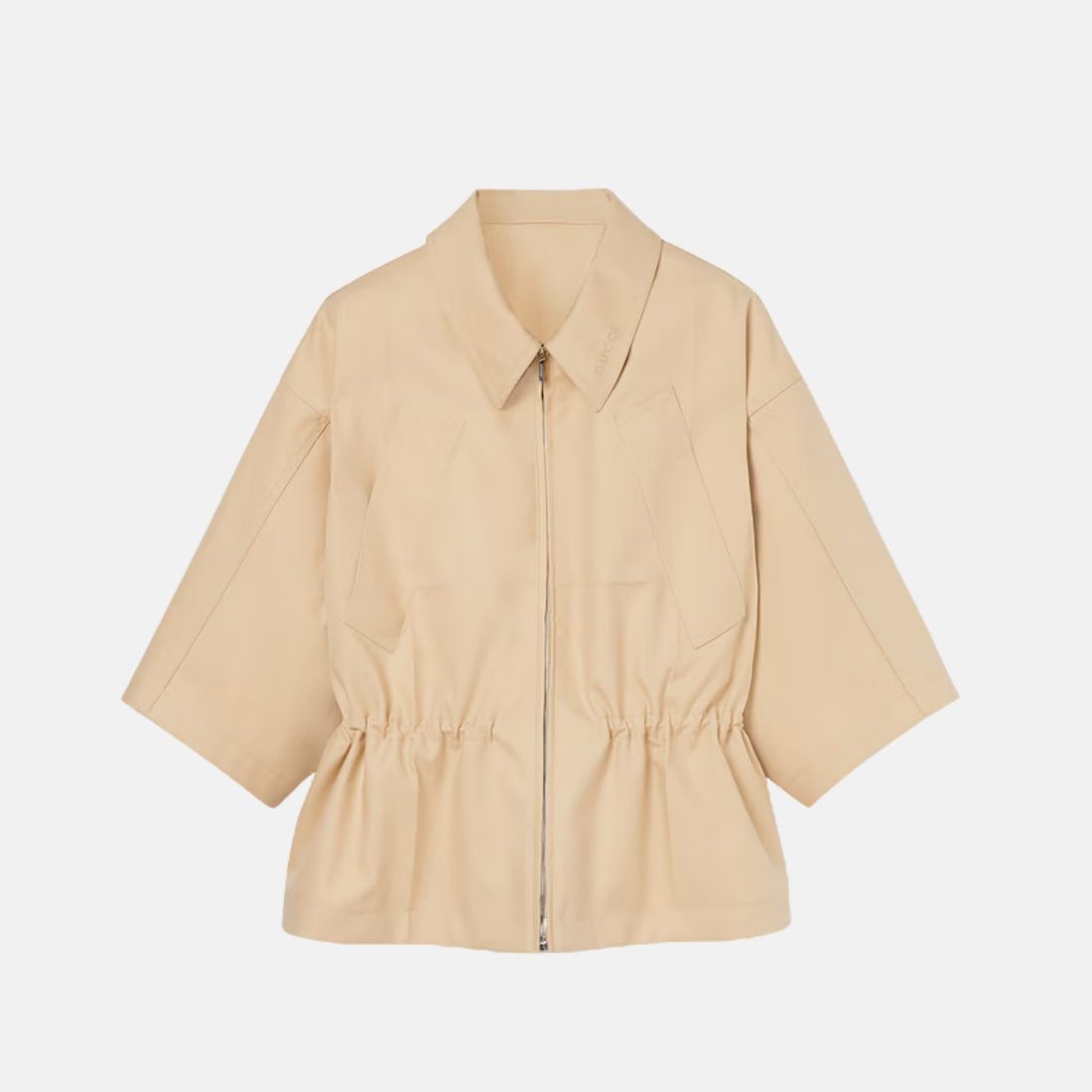Gucci Cotton Gabardine Short Sleeve Jacket, Beige, Front