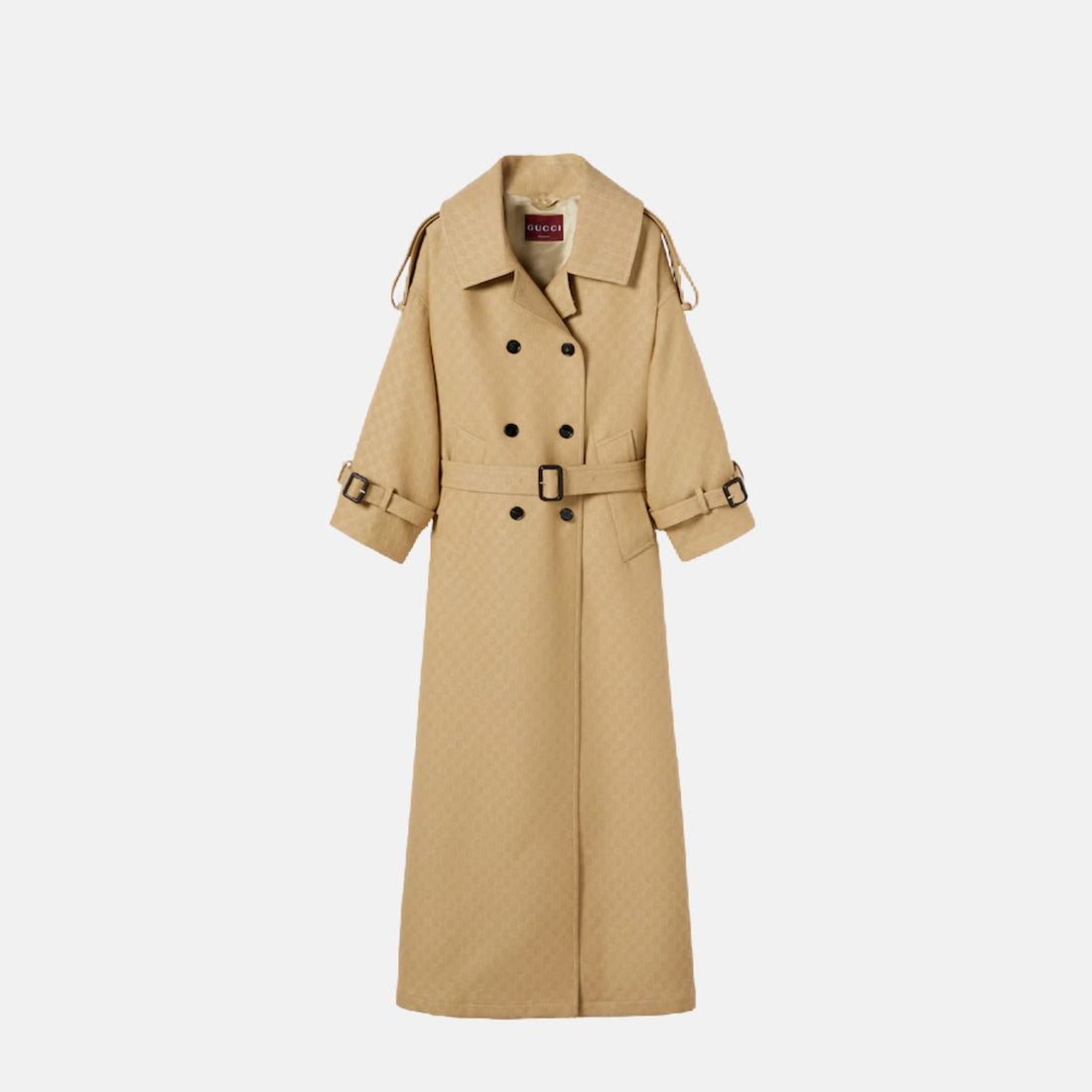 Gucci GG Crepe Silk Wool Double Breasted Coat, Front