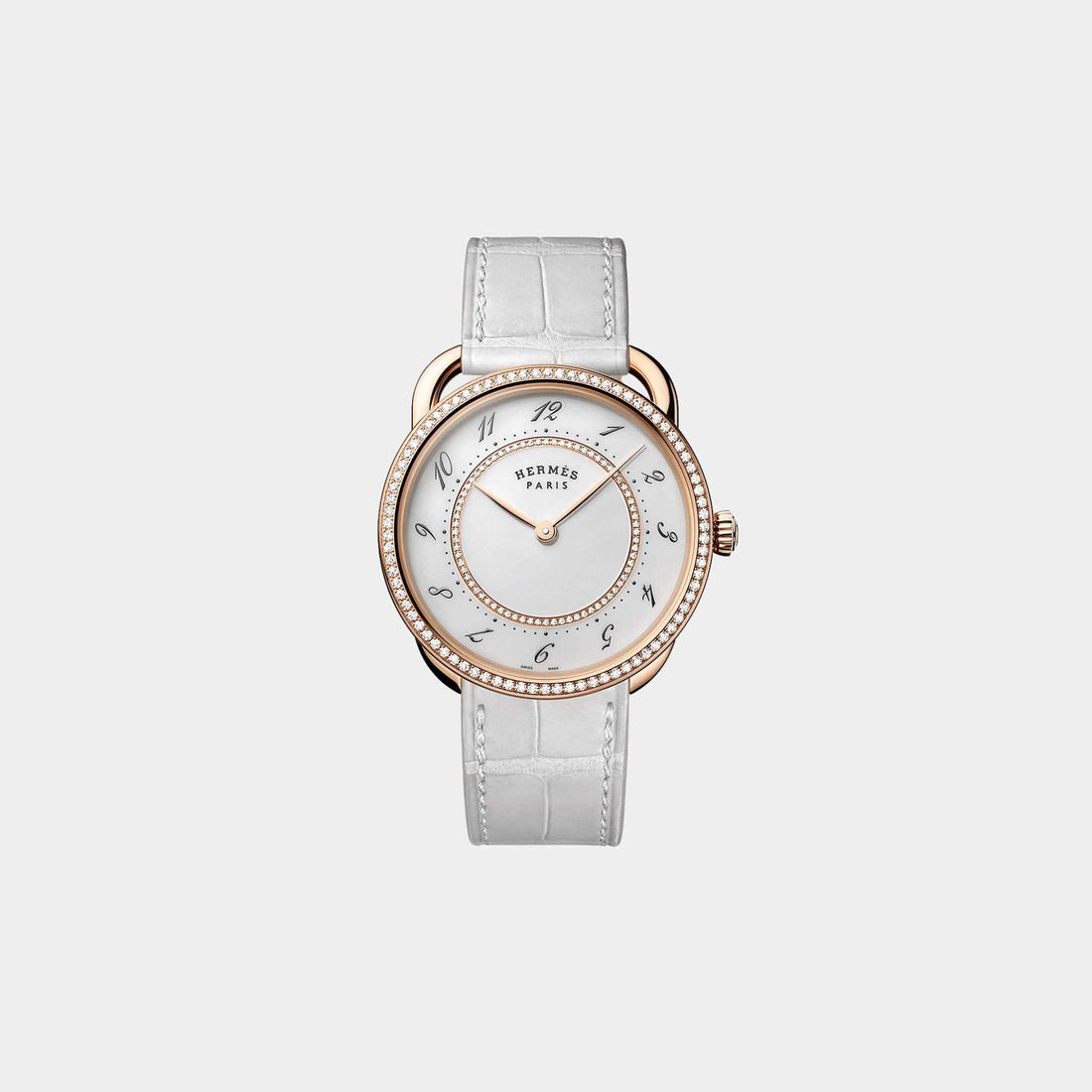 Hermes Arceau 36 mm Rose Gold Set Watch With Matte Alligator Strap