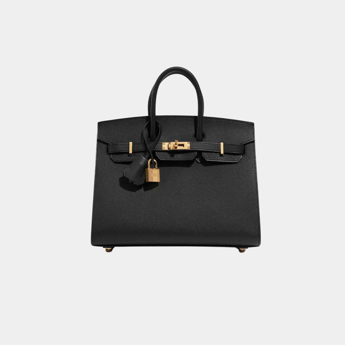 حقيبة Birkin 25 من جلد Epsom باللون الأسود مع إكسسوارات ذهبية