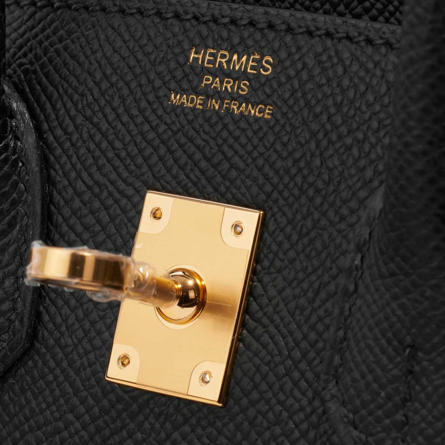 Hermes Birkin 25 Epsom Black GHW, Closeup, Gold Hardware