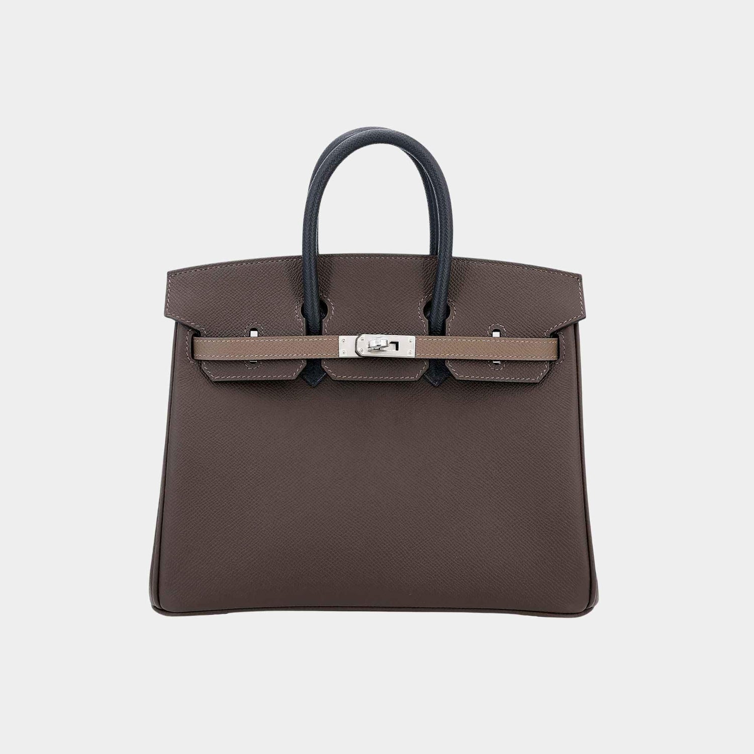 Hermes Birkin 25 Epsom Ecorce/Etoupe/Black PHW, Front