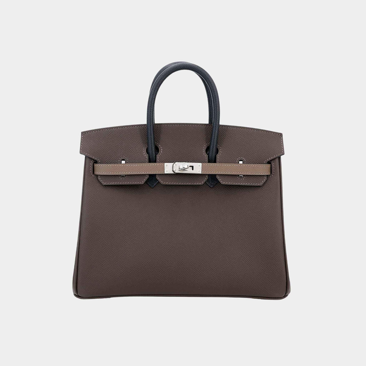 حقيبة Birkin 25 Epsom بلون Ecorce/Etoupe/Black مع حليات بلاديوم