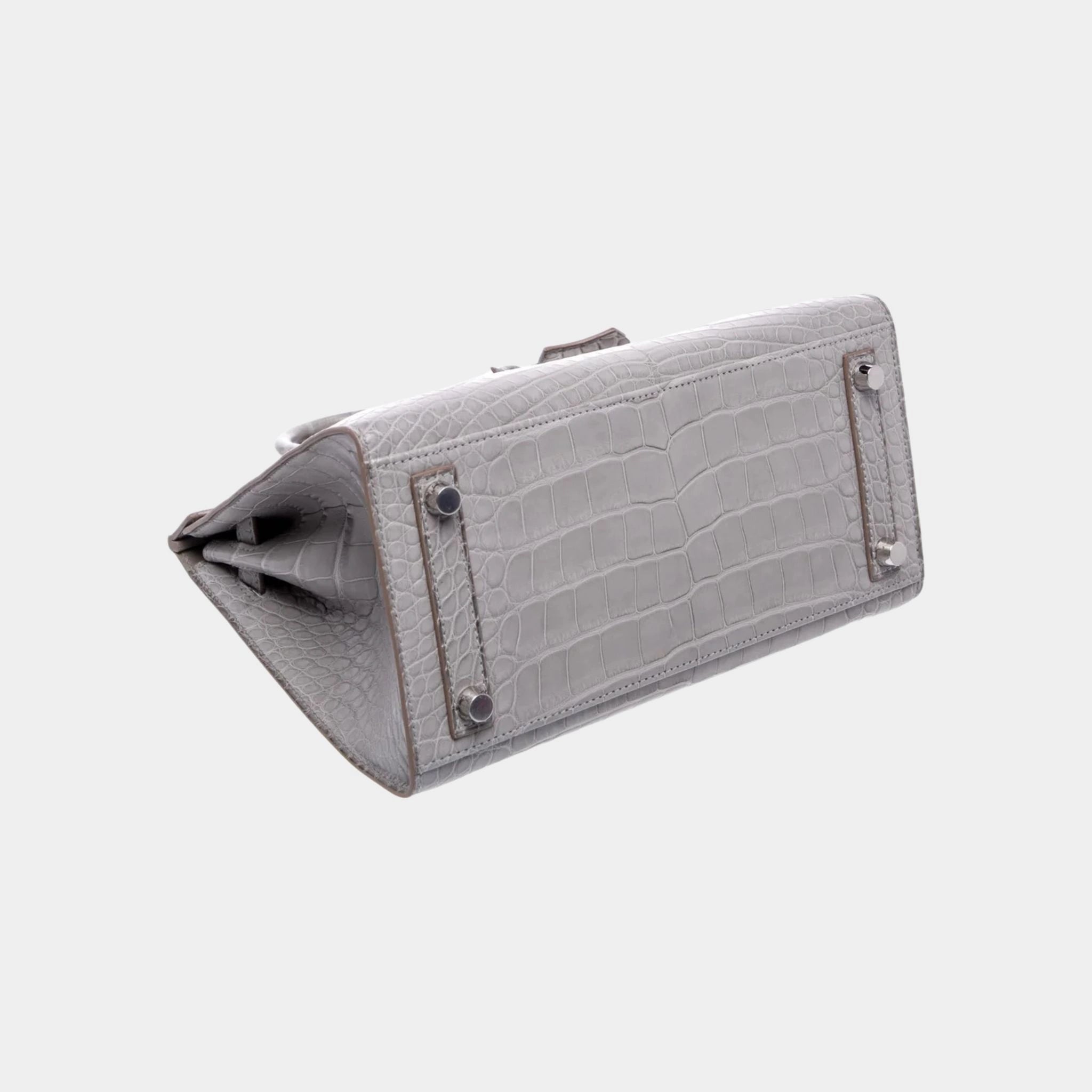 Hermes Birkin 25 Gris Perle Sellier Matte Alligator PHW