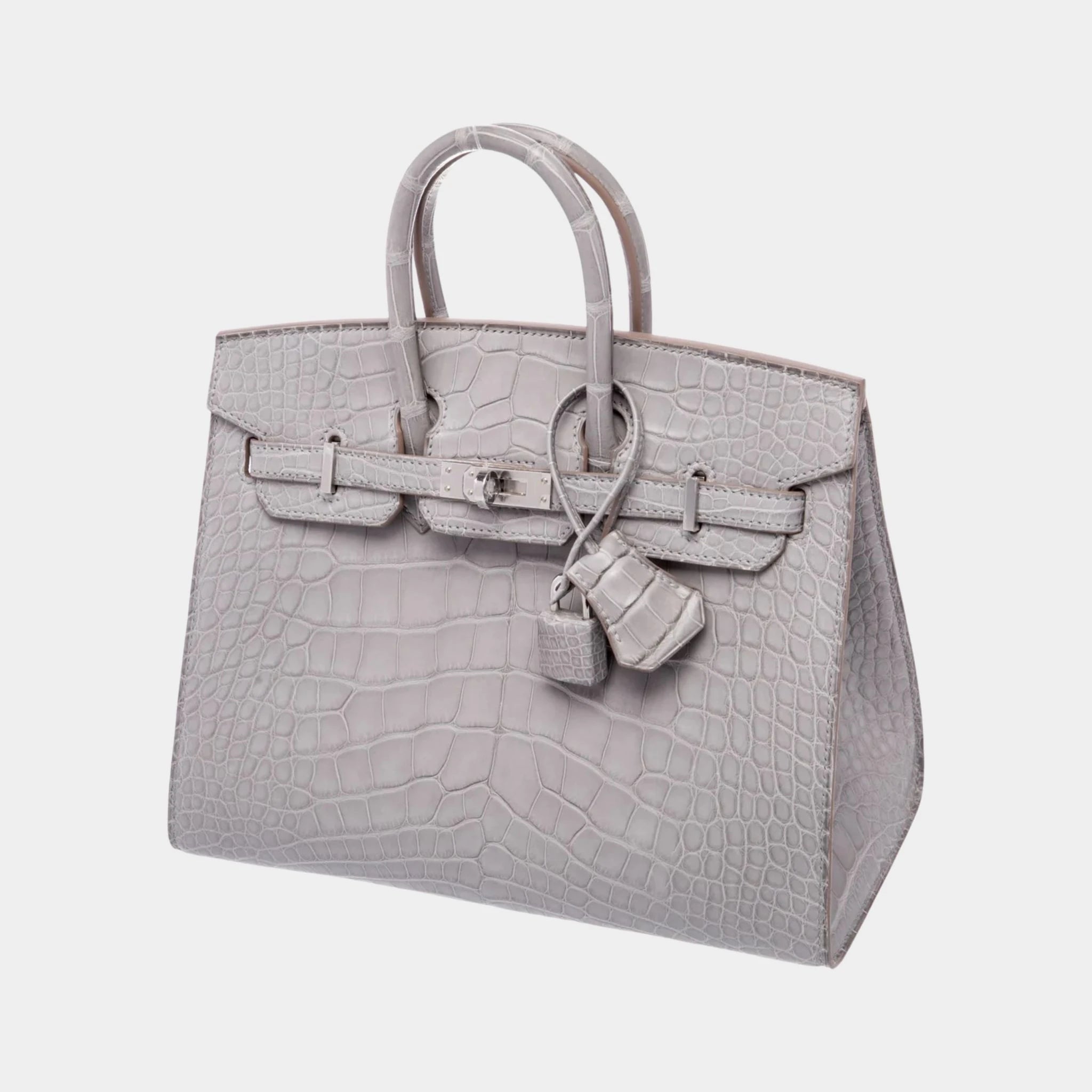 Hermes Birkin 25 Gris Perle Sellier Matte Alligator PHW