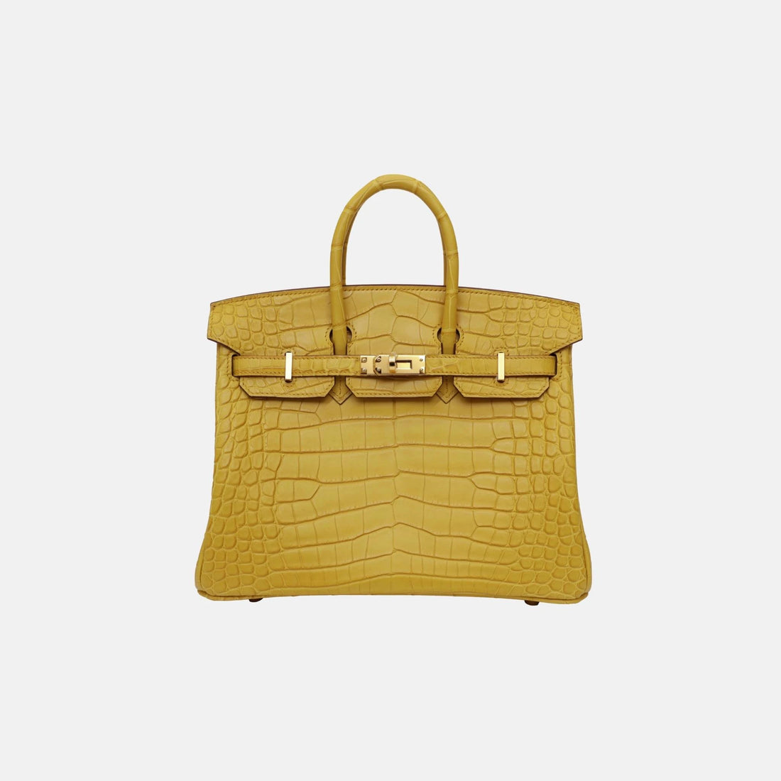 Hermes Birkin 25 Jaune Ambre Matte Alligator GHW, Front