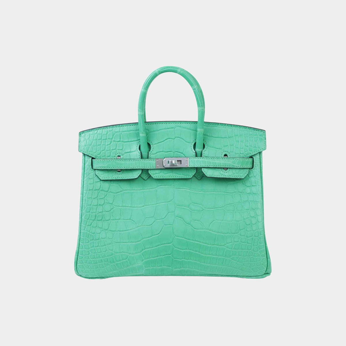 حقيبة Birkin 25 من تمساح مات Alligator بلون Vert Comics مع حليات بلاديوم