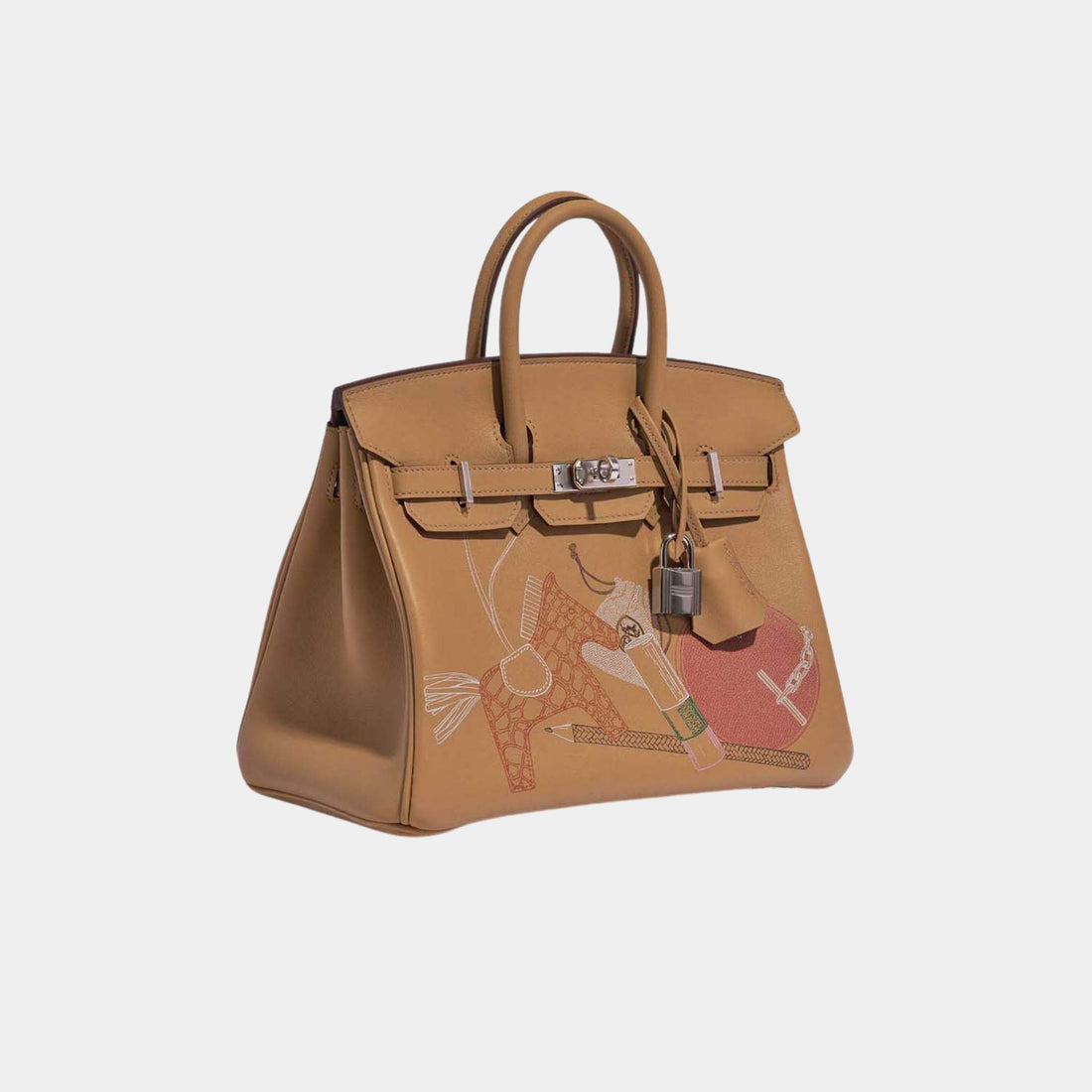 Hermes Birkin 25 Swift Biscuit من الداخل والخارج، جانب