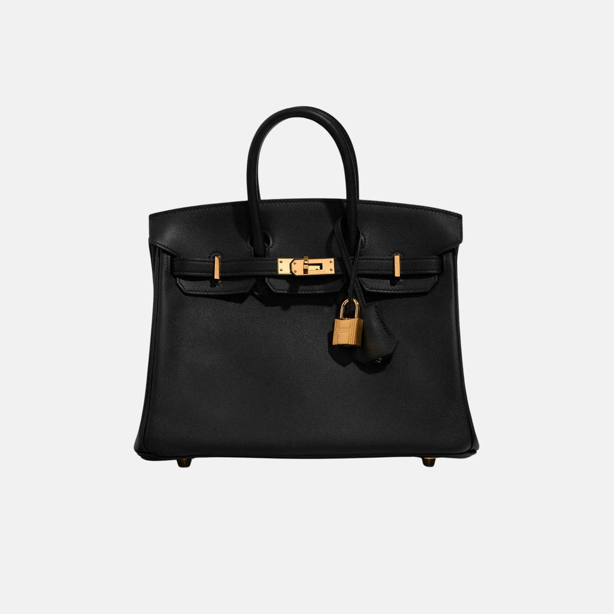 حقيبة Birkin 25 من جلد Swift باللون الأسود مع إكسسوارات ذهبية