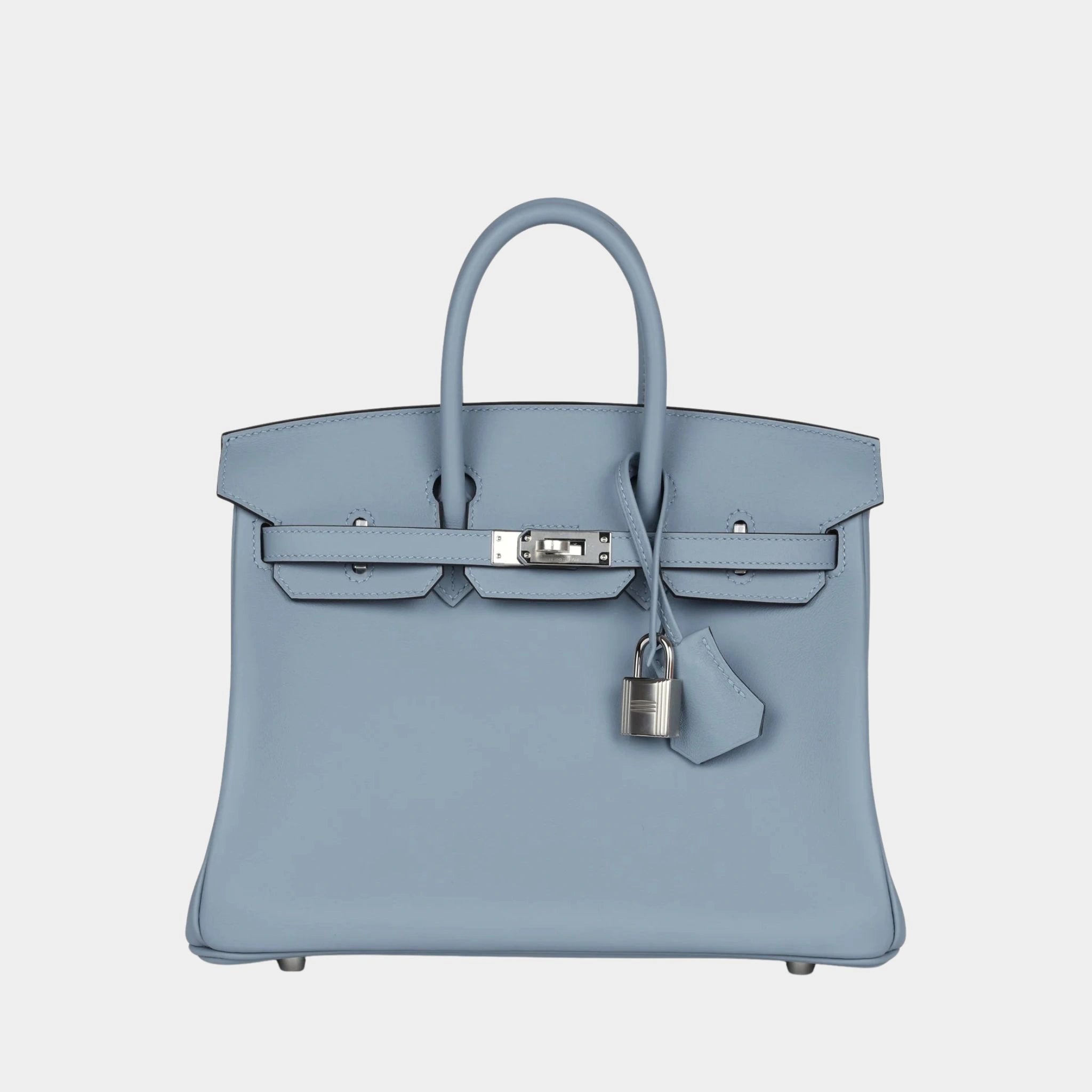 Hermes Birkin 25 Swift Bleu Lin PHW, front 