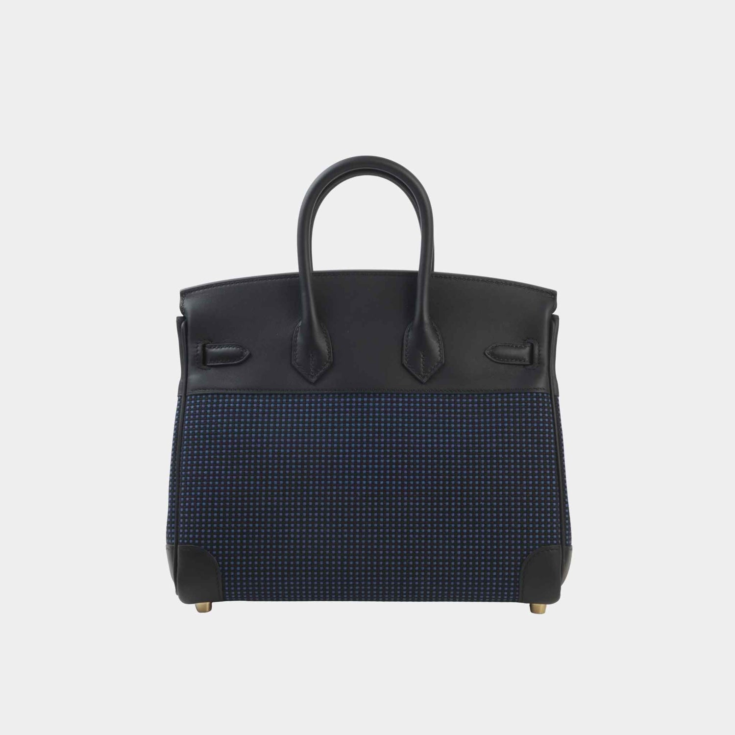 Hermes Birkin 25 Swift-Toile Quadrille Canvas Black/Bleu Egee GHW, Back