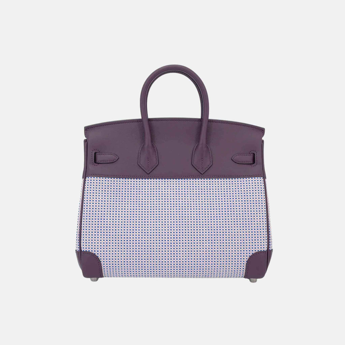 Hermes Birkin 25 Swift-Toile Quadrille Canvas Cassis/Mauve Sylvestre/Ecru PHW,  Back