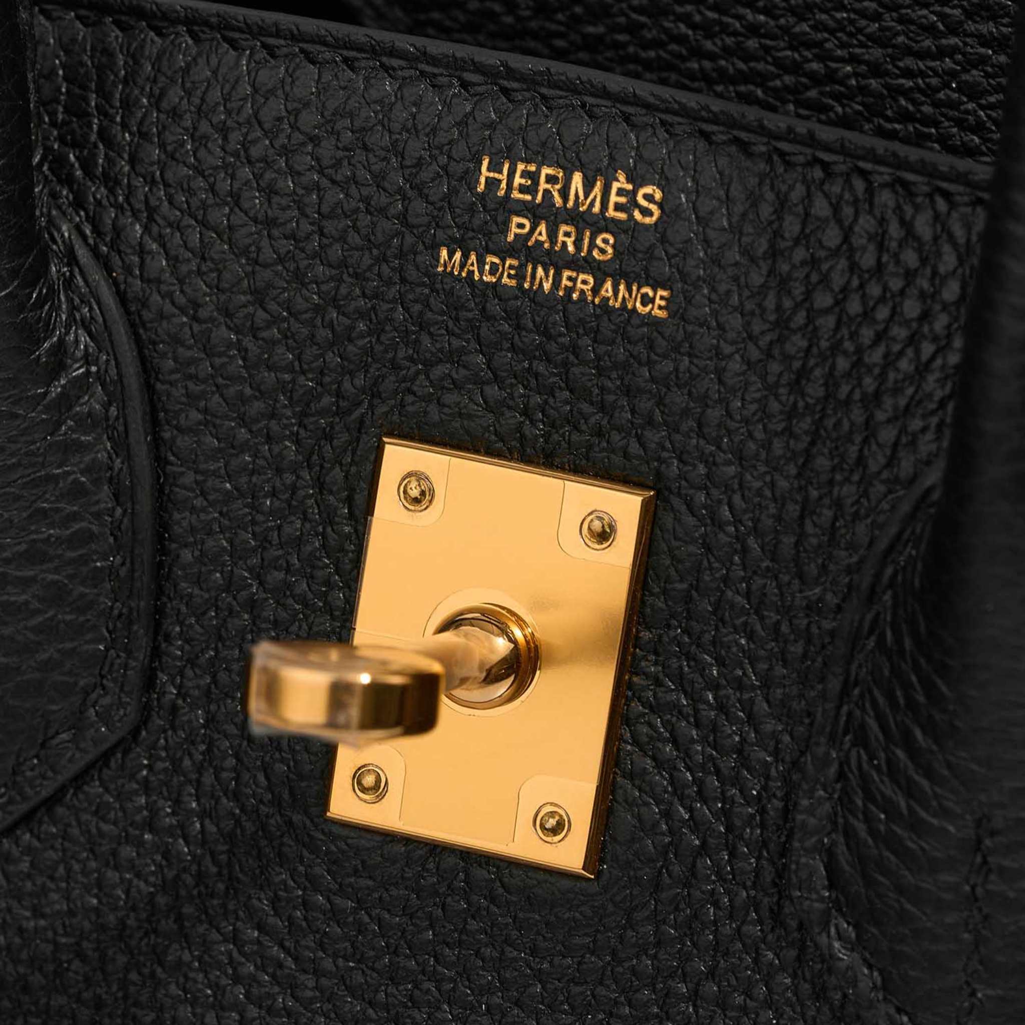 Hermes Birkin 25 Togo Black GHW, Gold Hardware, Closeup