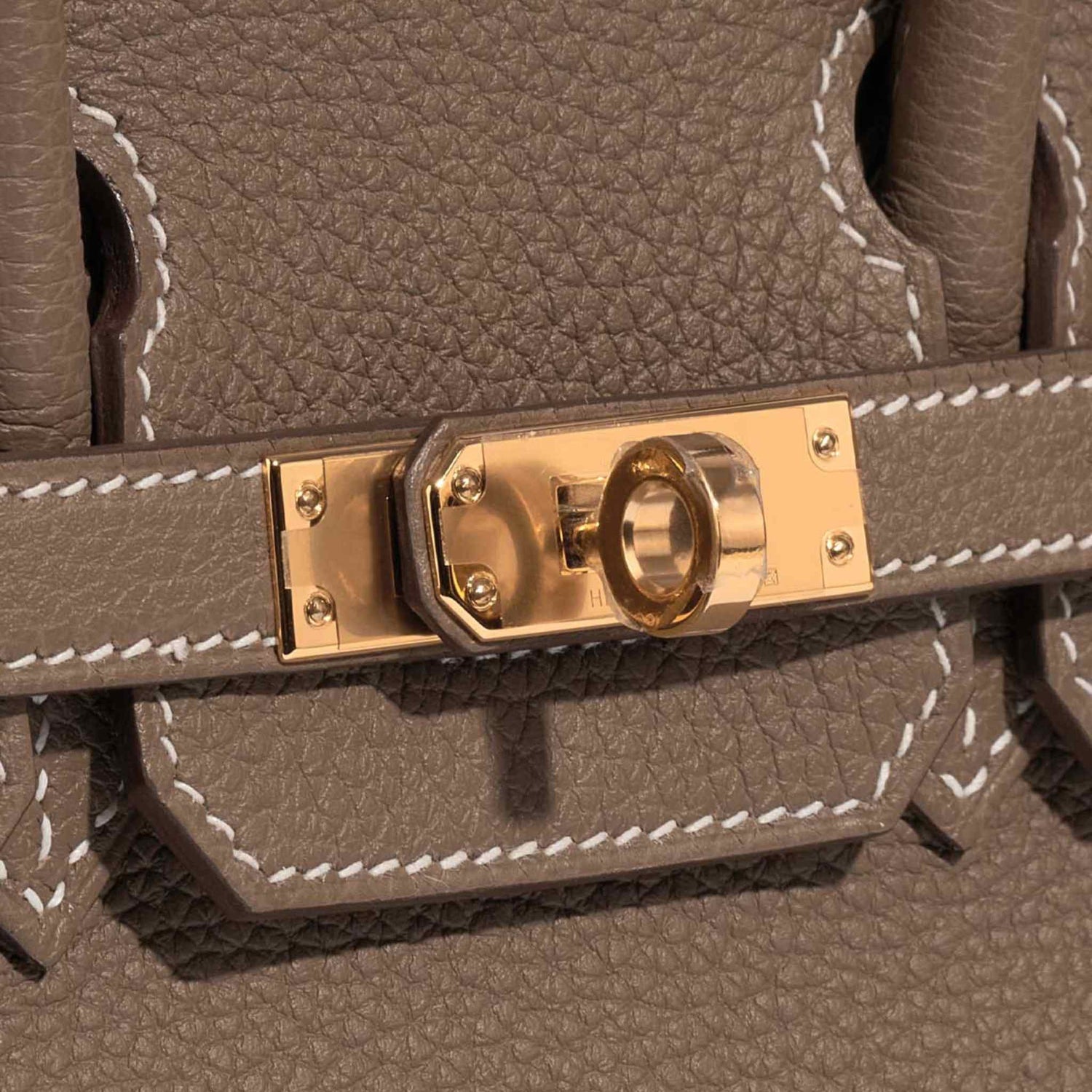 Hermes Birkin 25 Togo Etoupe GHW, Lock, Closeup