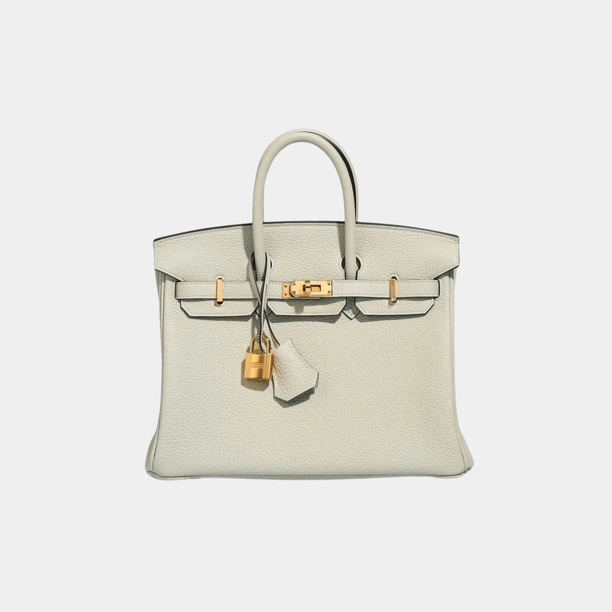 حقيبة Birkin 25 من جلد Togo باللون Gris Neve مع إكسسوارات ذهبية