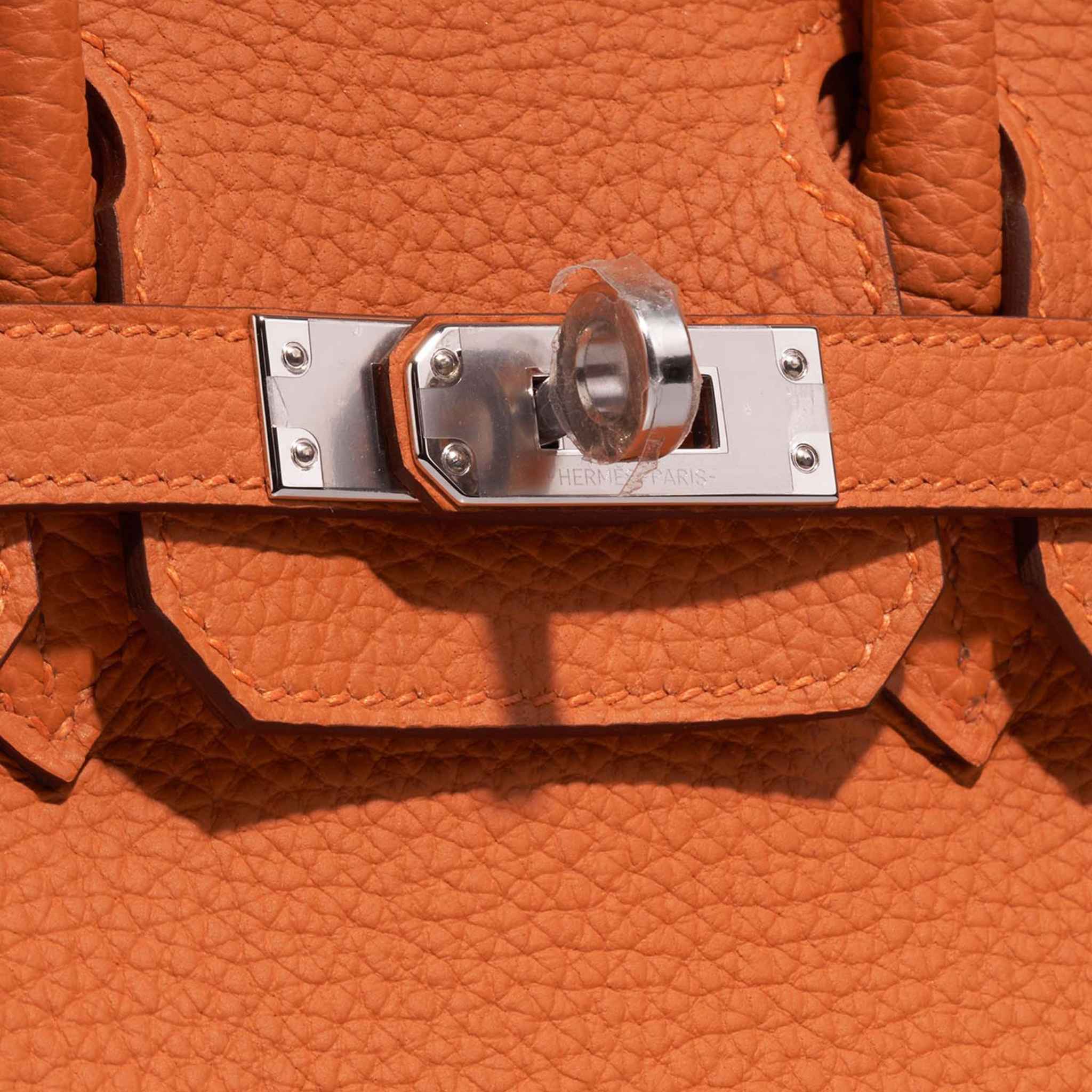 Hermes Birkin 25 Togo Orange H, Closeup, PHW