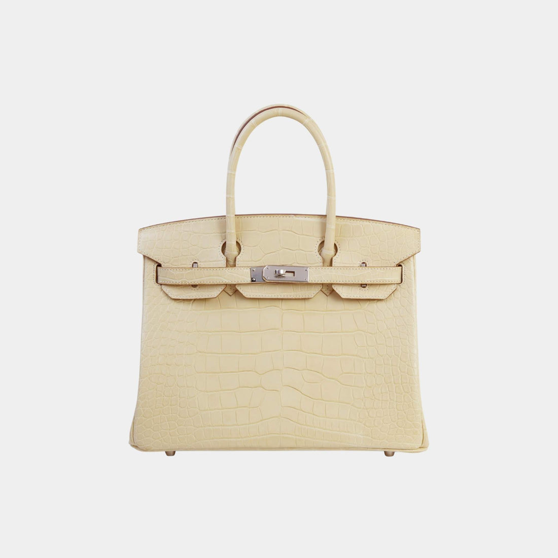 Hermes Birkin 30 Matte Alligator Vanille PHW, Front