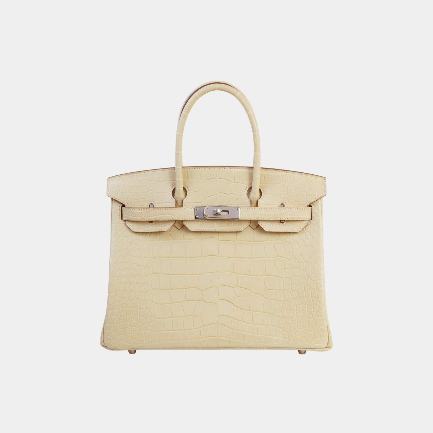 Hermes Birkin 30 Matte Alligator Vanille PHW, Front