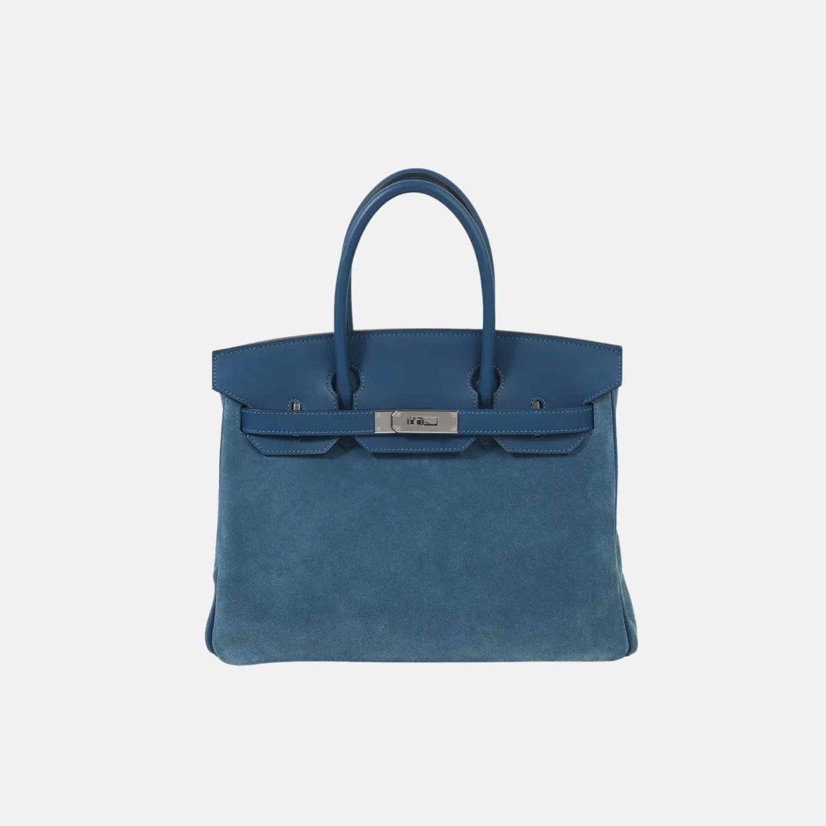 حقيبة Birkin 30 Swift-Doblis شامواه بلون Blue Thalassa مع حليات بلاديوم