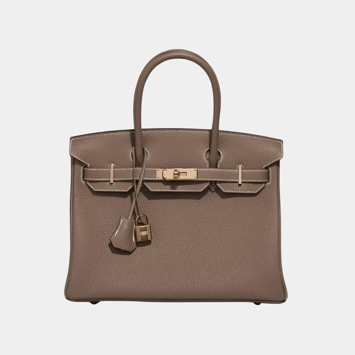 حقيبة Birkin 30 من جلد Togo باللون Etoupe مع إكسسوارات ذهبية