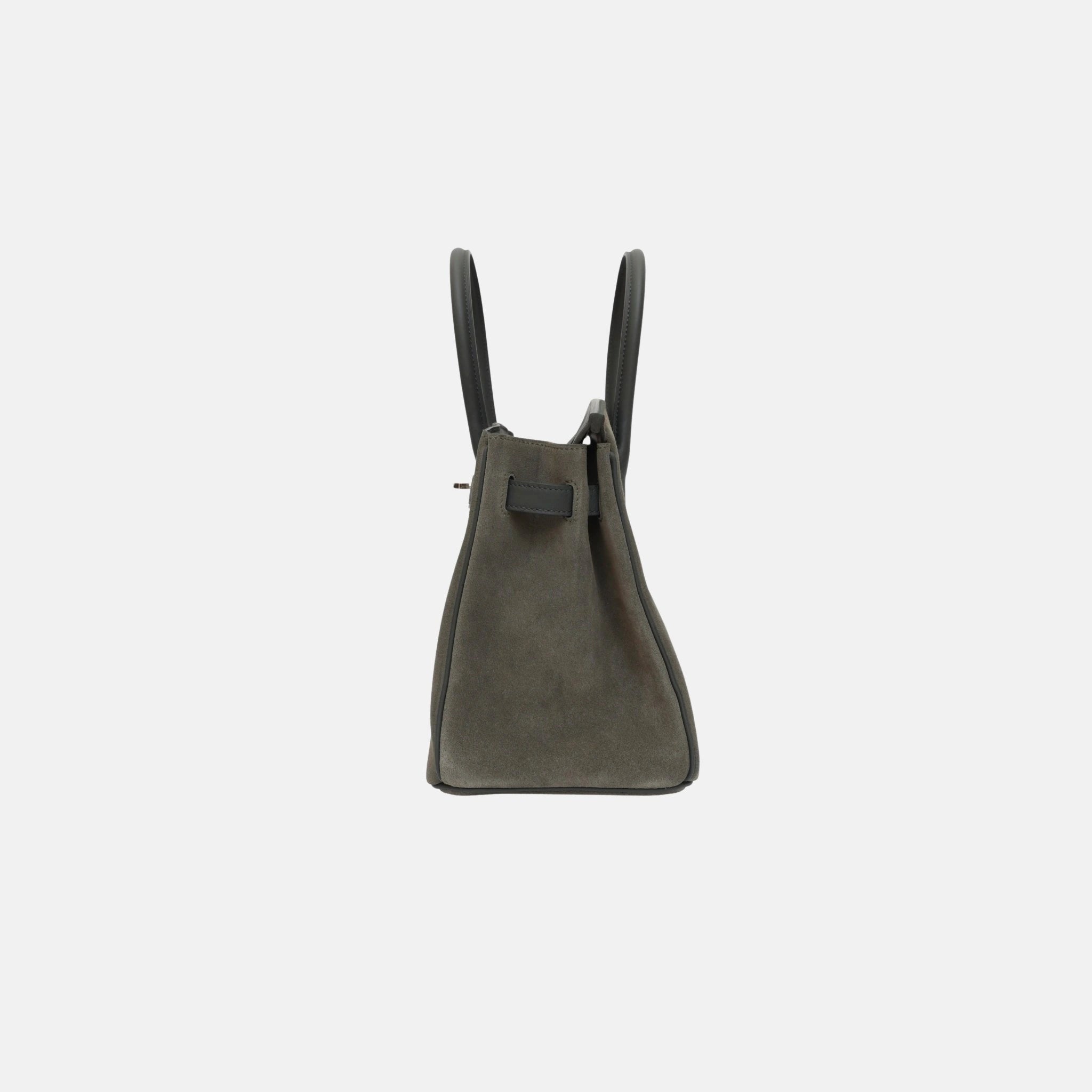 Hermes Birkin 30 Vert Mangrove Swift  Doblis Suede PHW, Side