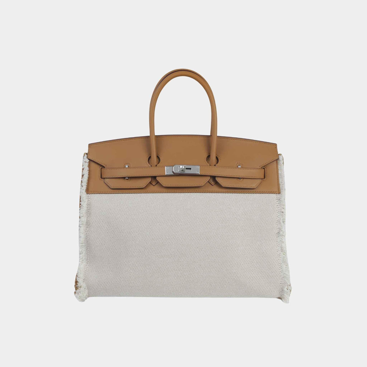 حقيبة Birkin 35 Fray Fray من قماش Toile H وSwift بلون Sesame مع حليات بلاديوم