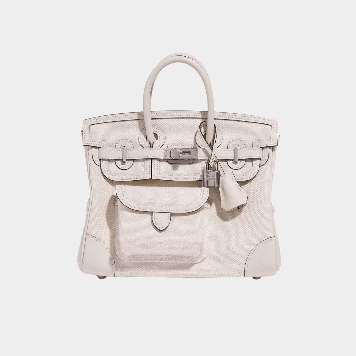 حقيبة Birkin Cargo 25 من قماش Toile وجلد Swift باللون Nata