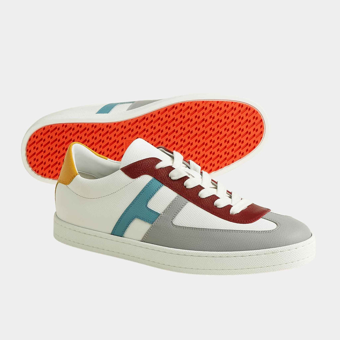Hermes Boomerang Sneaker Epsom Calfskin, Multicolor Blanc, Front