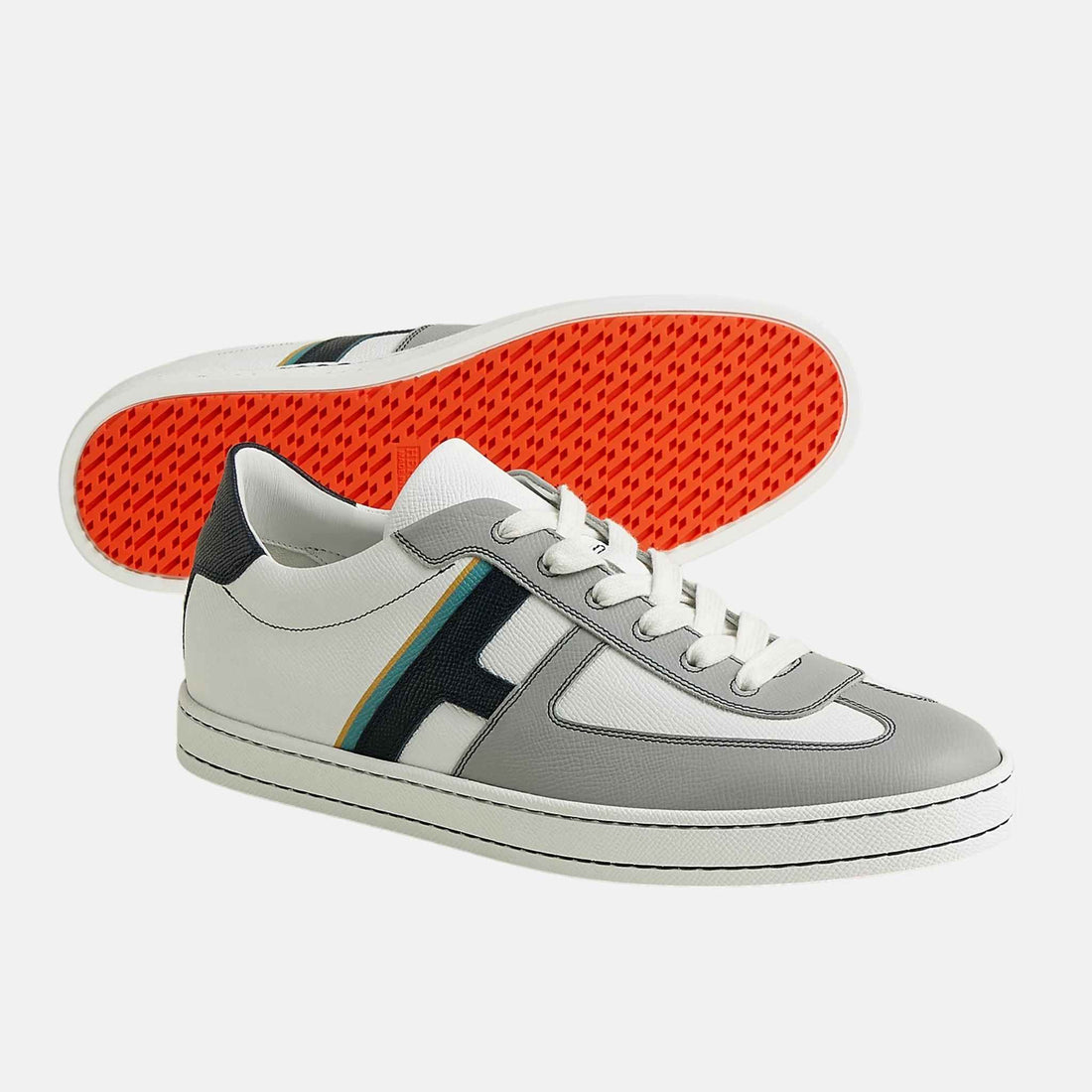 Hermes Boomerang Sneaker Printed Epsom Calfskin, Multicolor Gris Silex, Front