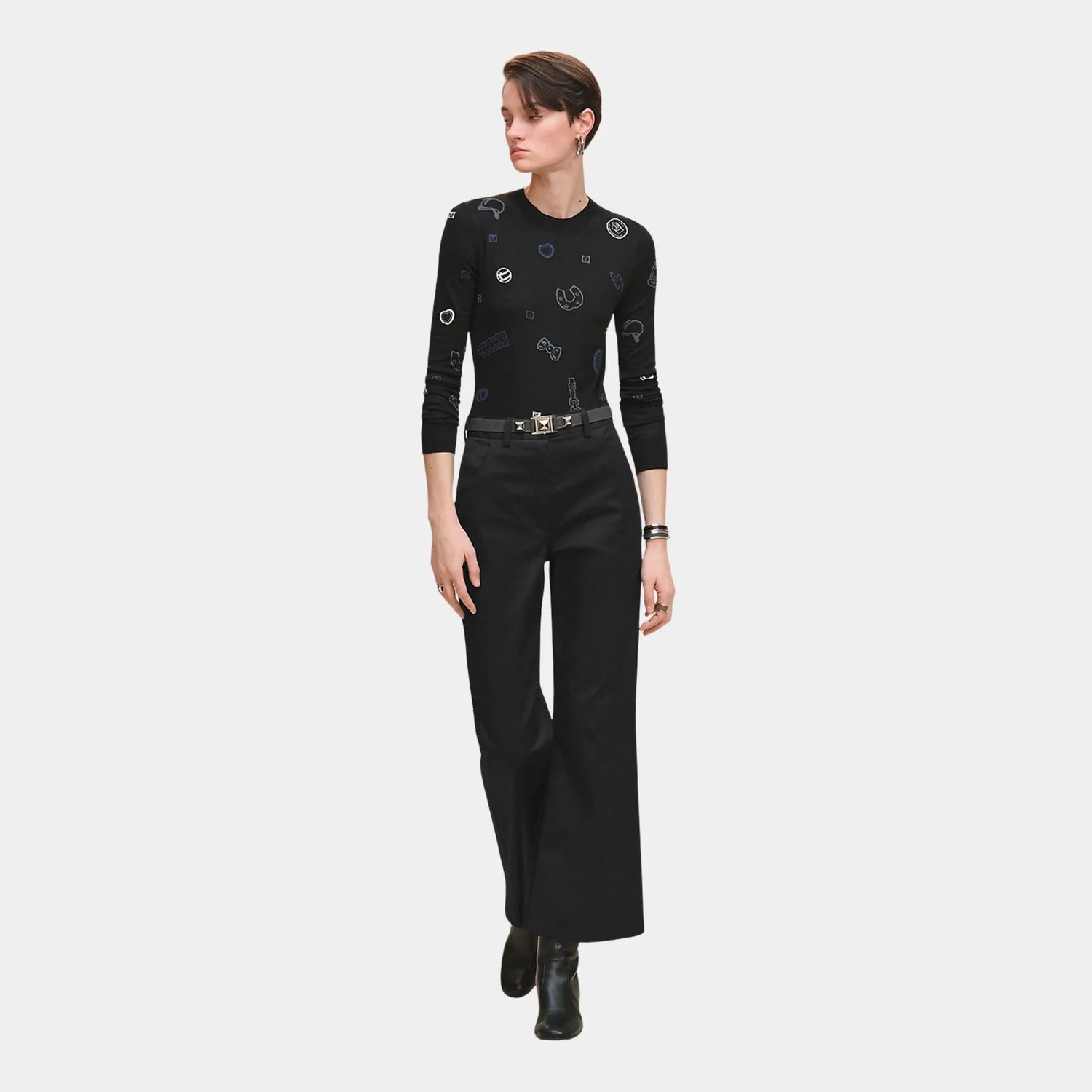 Bootcut Pants in Double Stretch Cotton Twill