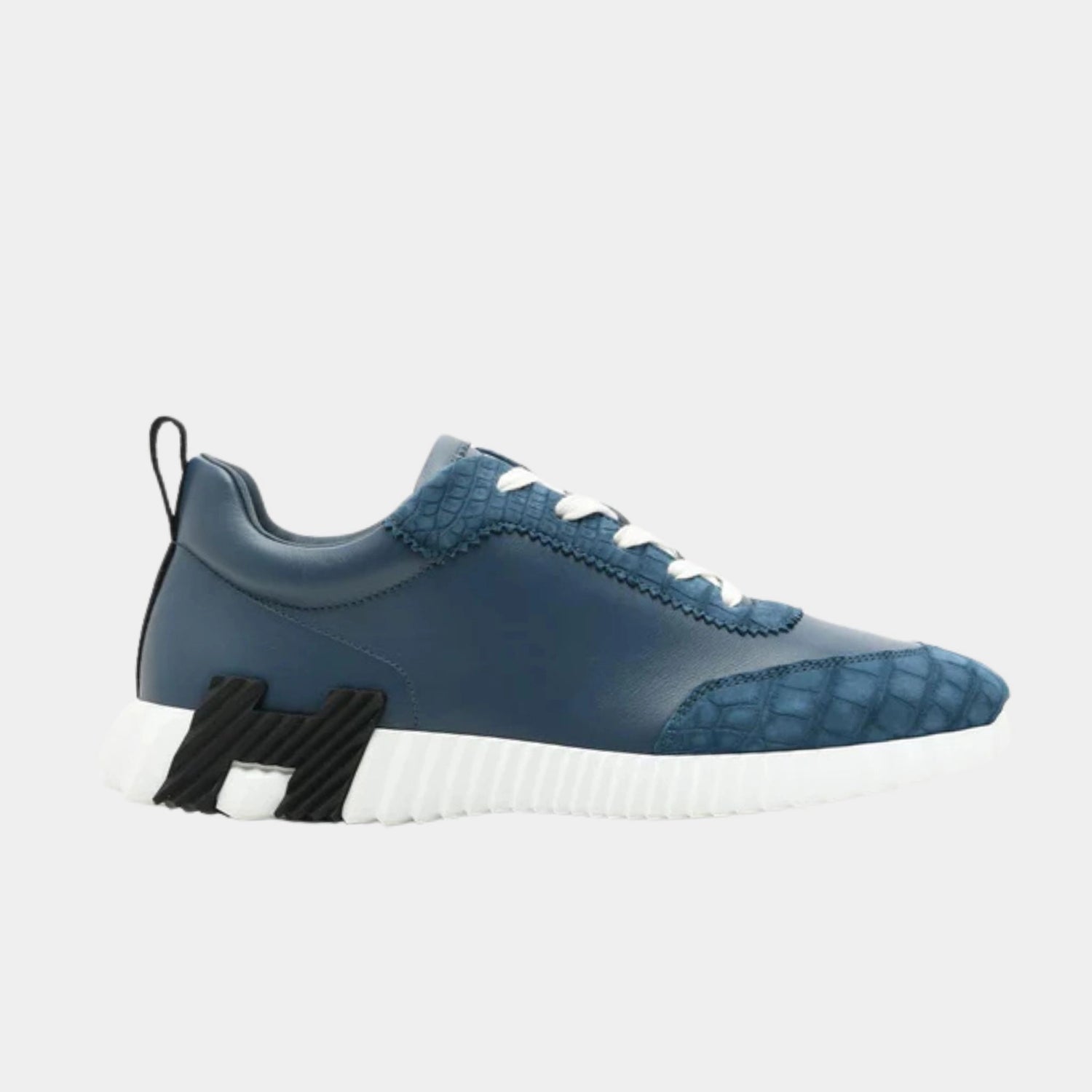 Hermes Bouncing Sneaker Calfskin Matte Niloticus Crocodile, Side , Belu Celeste