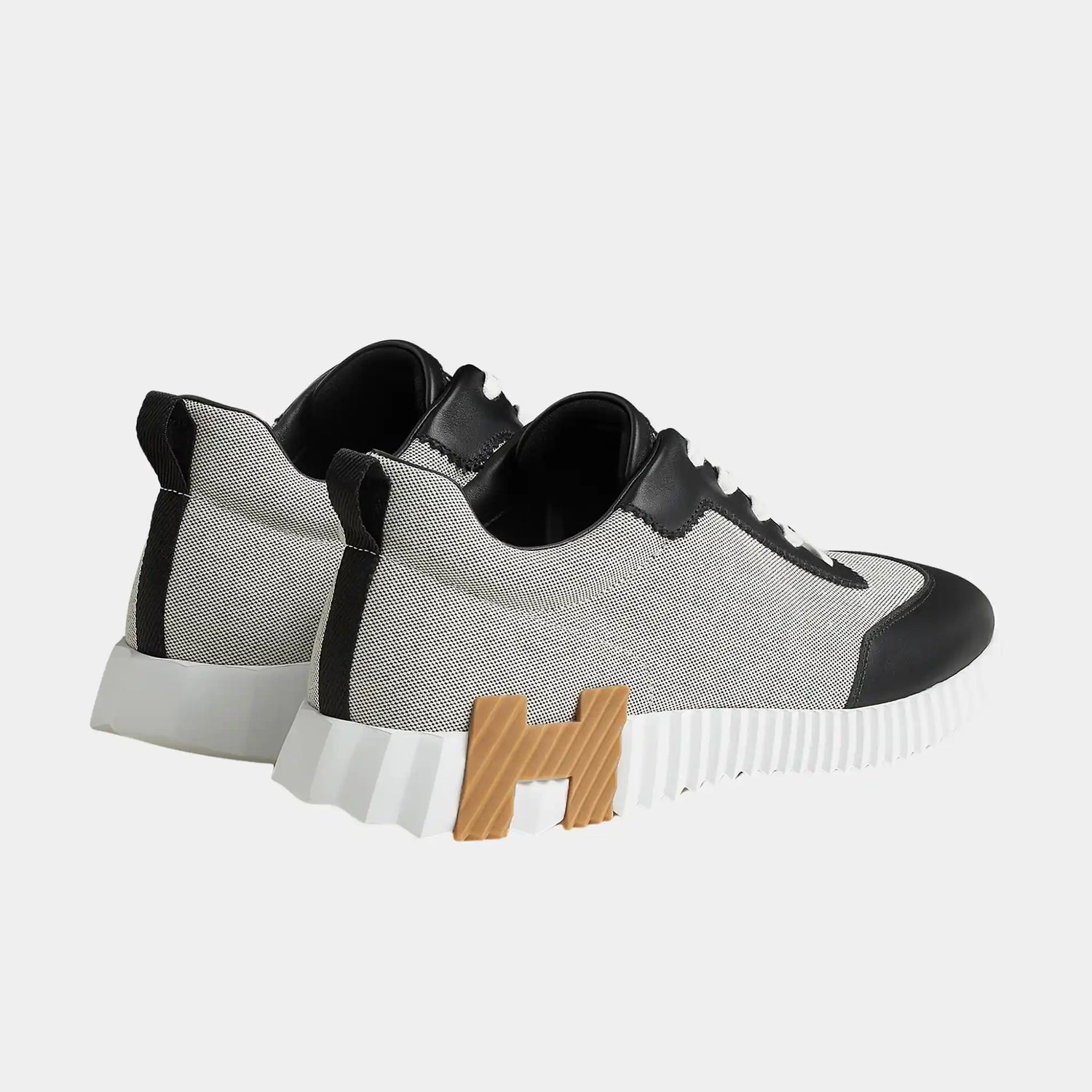 Hermes Bouncing Sneaker in H Canvas and Calfskin, Prunoir, Noir, Back