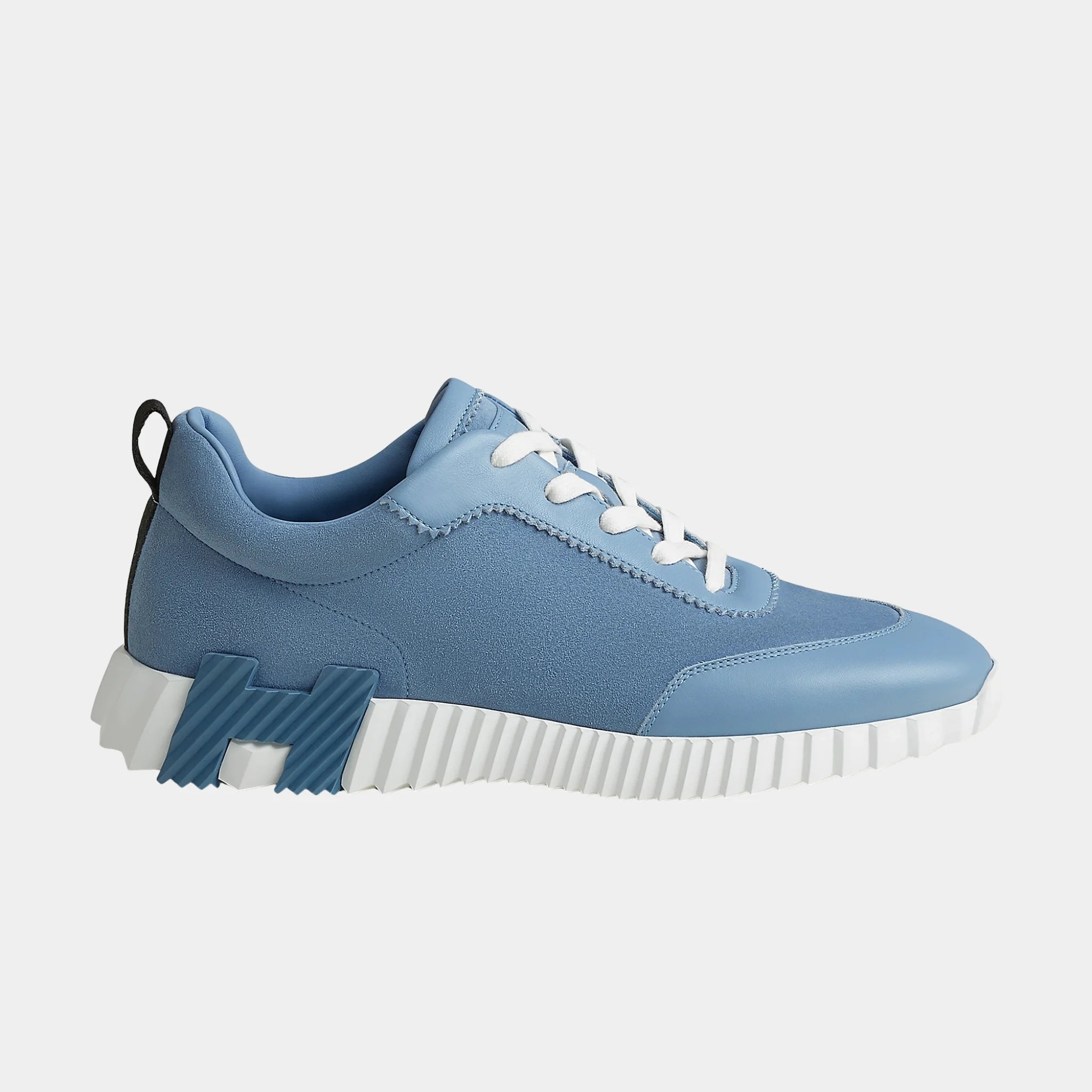 Hermes Bouncing Sneaker Suede and Calfskin Men, Bleu Jean, Side