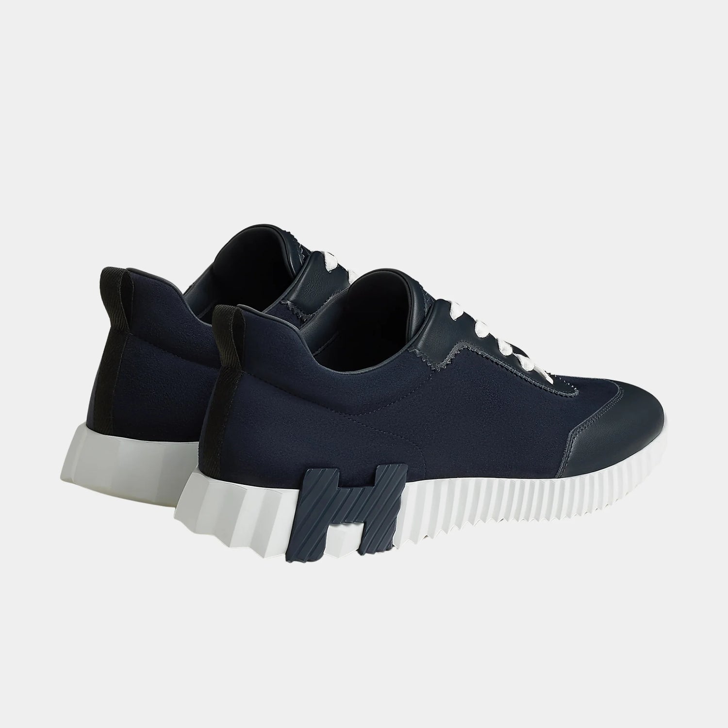 Hermes Bouncing Sneaker Suede and Calfskin Men, Marine, Back