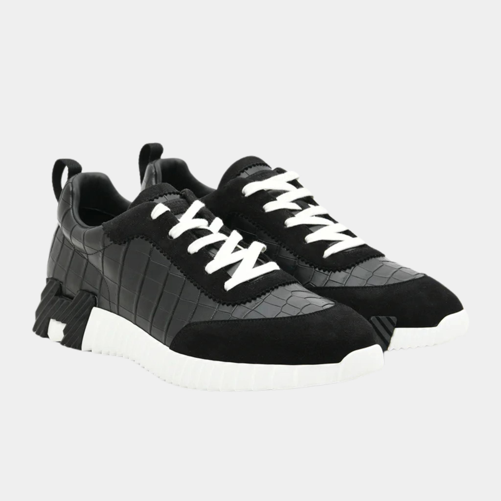 Hermes Bouncing Sneaker Suede Matte Niloticus Crocodile, Side , Front
