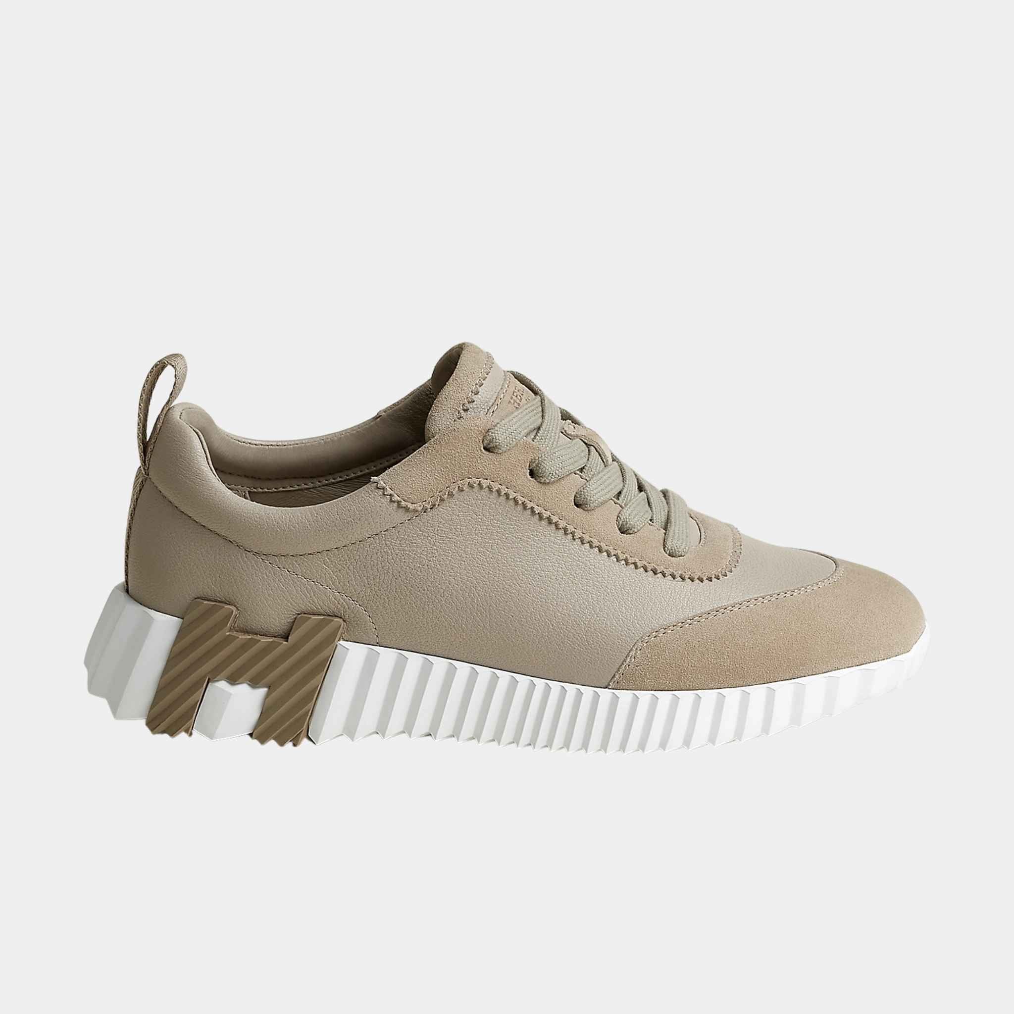 Hermes Bouncing Sneaker Suede Sport Goatskin Women, Beige Galet, Side