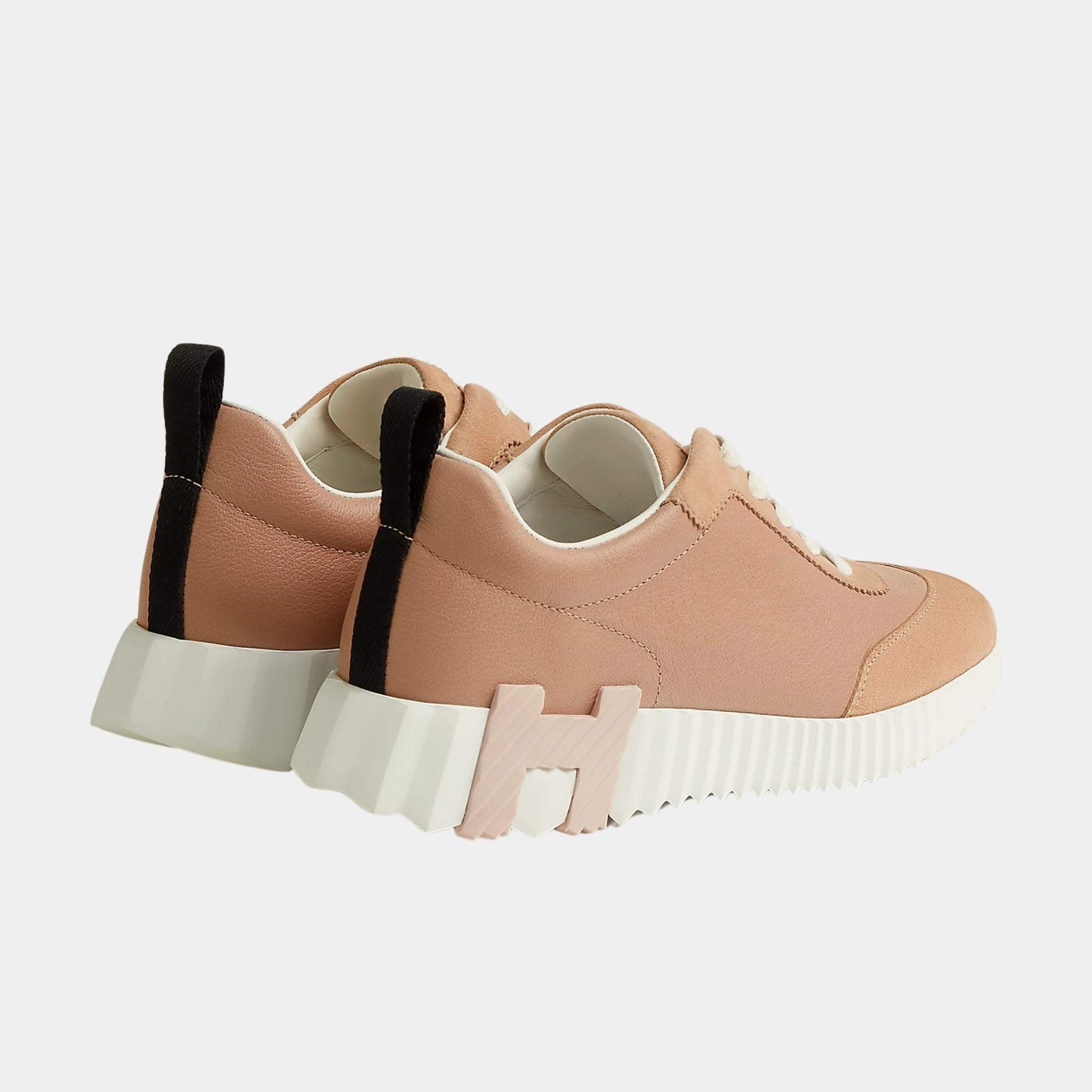 Hermes Bouncing Sneaker Suede Sport Goatskin Women, Beige Perlino, Back