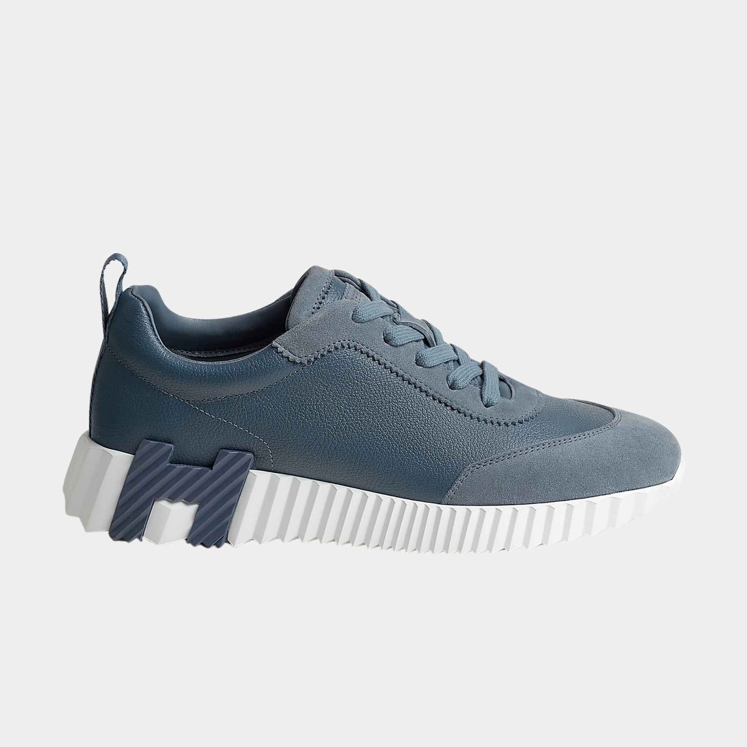 Hermes Bouncing Sneaker Suede Sport Goatskin Women, Bleu Mer, Side