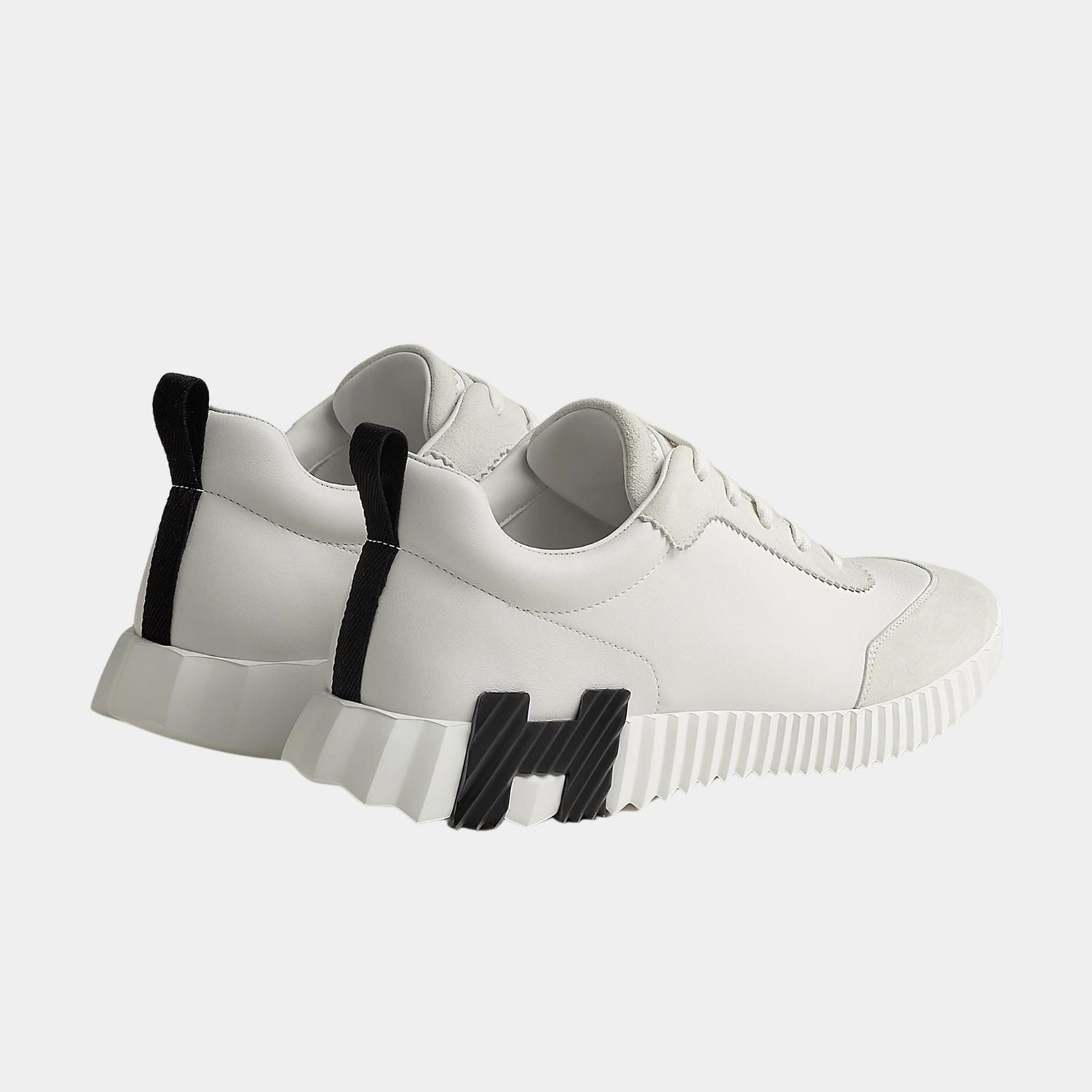 Hermes Bouncing Sneaker Suede Toe Cap Calfskin Men, Blanc, Back